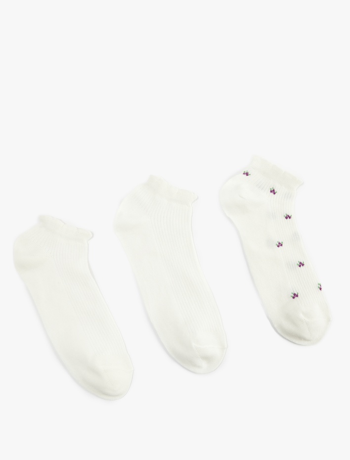 Kadın Meyve Desenli Pamuklu 3'lü Patik Çorap Seti