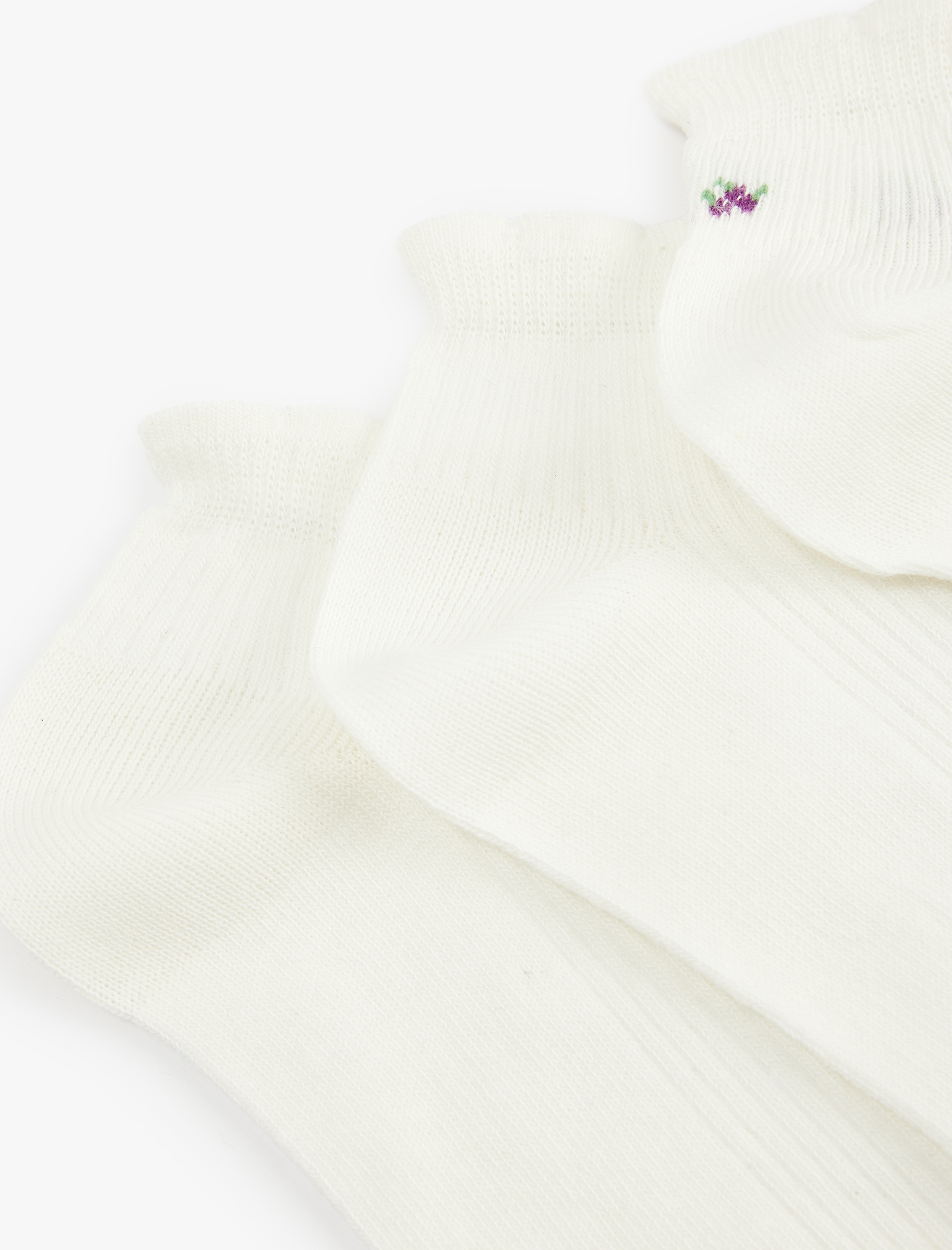  Kadın Meyve Desenli Pamuklu 3'lü Patik Çorap Seti