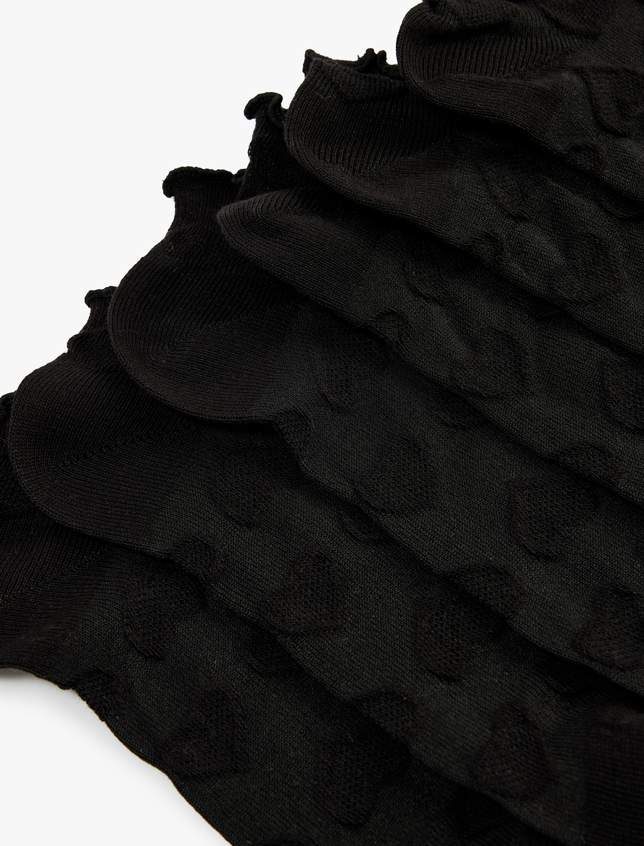  Kadın Kalp Dokulu Pamuklu Fırfırlı Çok Renkli 5'li Patik Çorap Seti