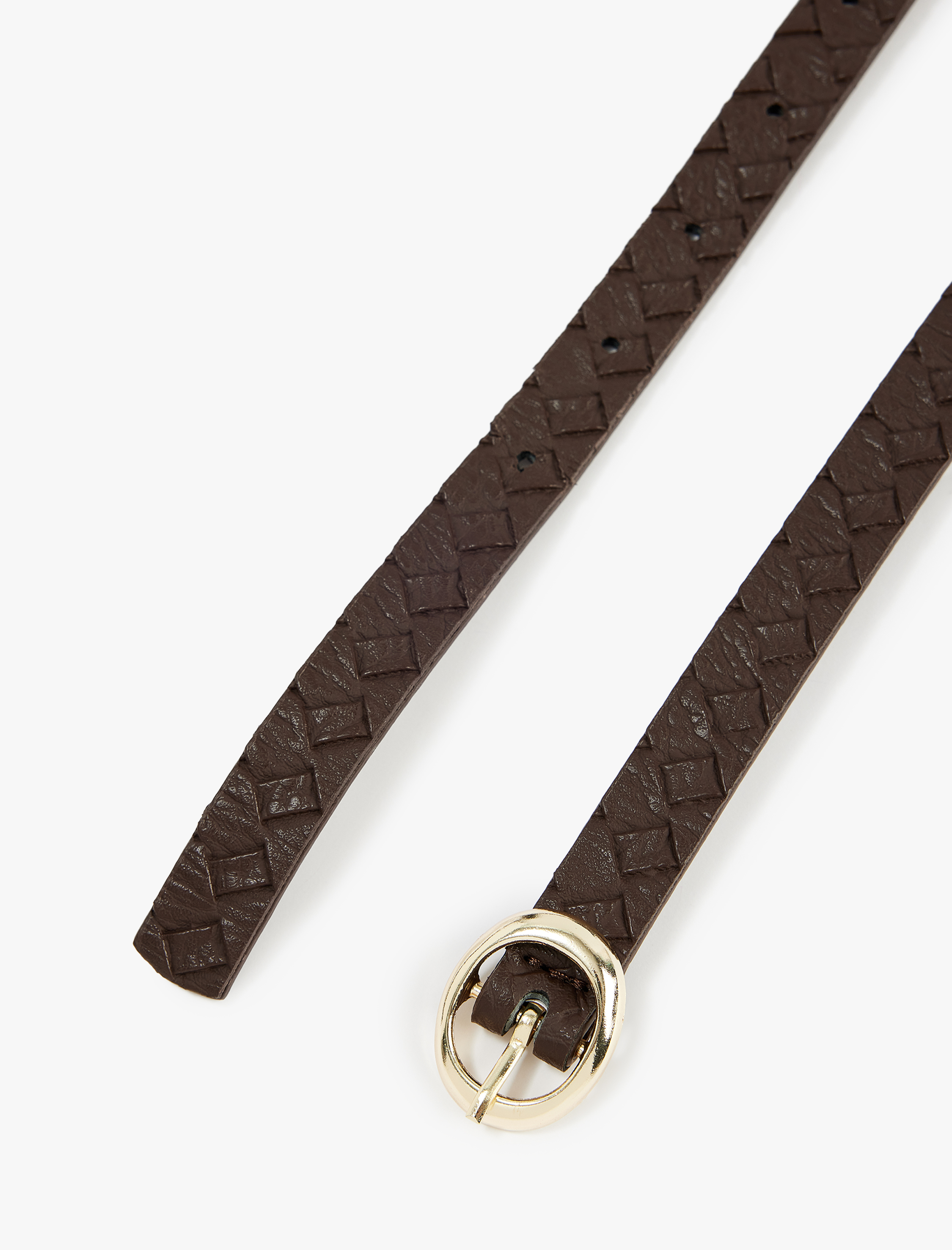  Kadın Örgü Dokulu Metal Tokalı Suni Deri Kemer