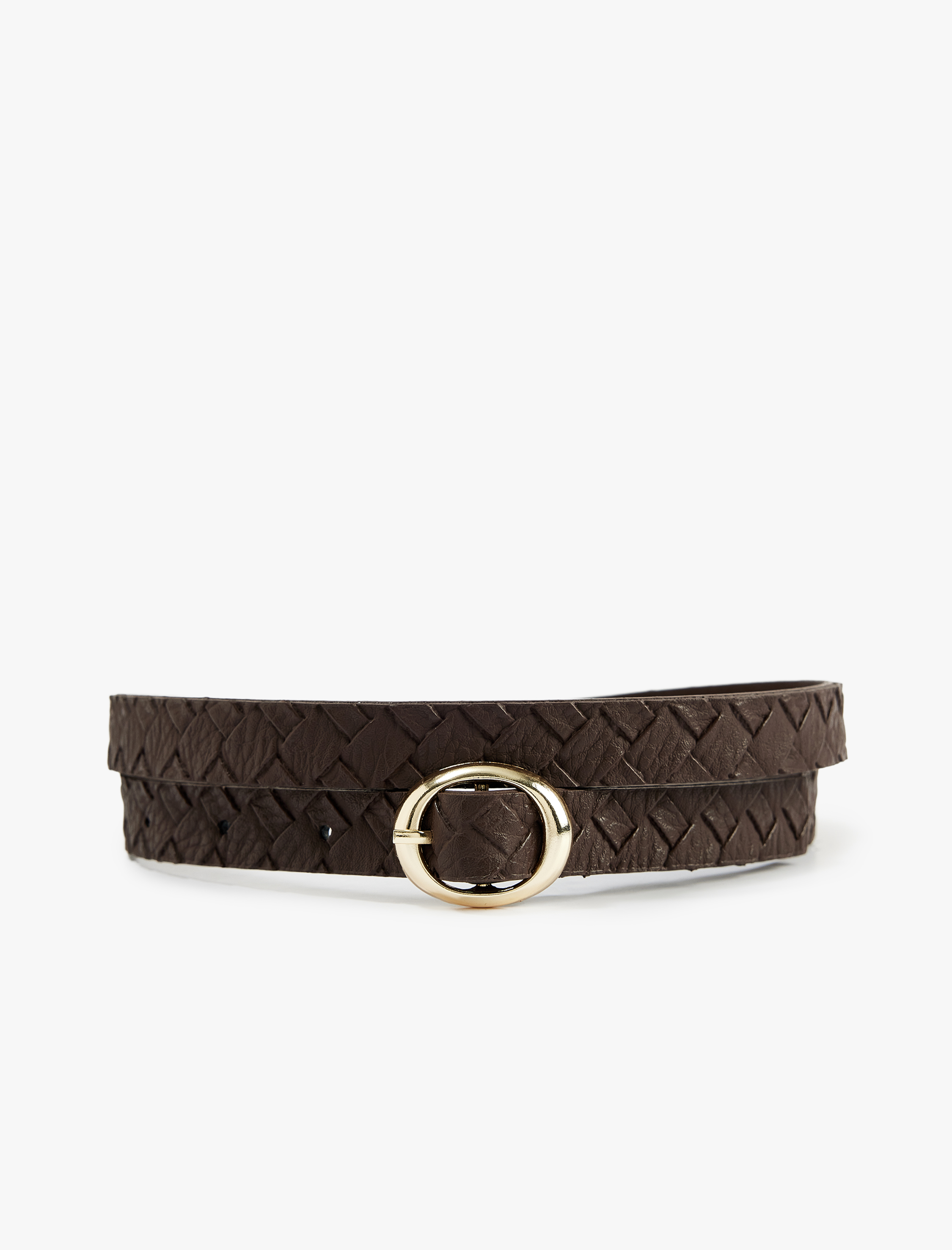  Kadın Örgü Dokulu Metal Tokalı Suni Deri Kemer