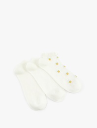 Ananas Desenli Pamuklu 3'lü Patik Çorap Seti