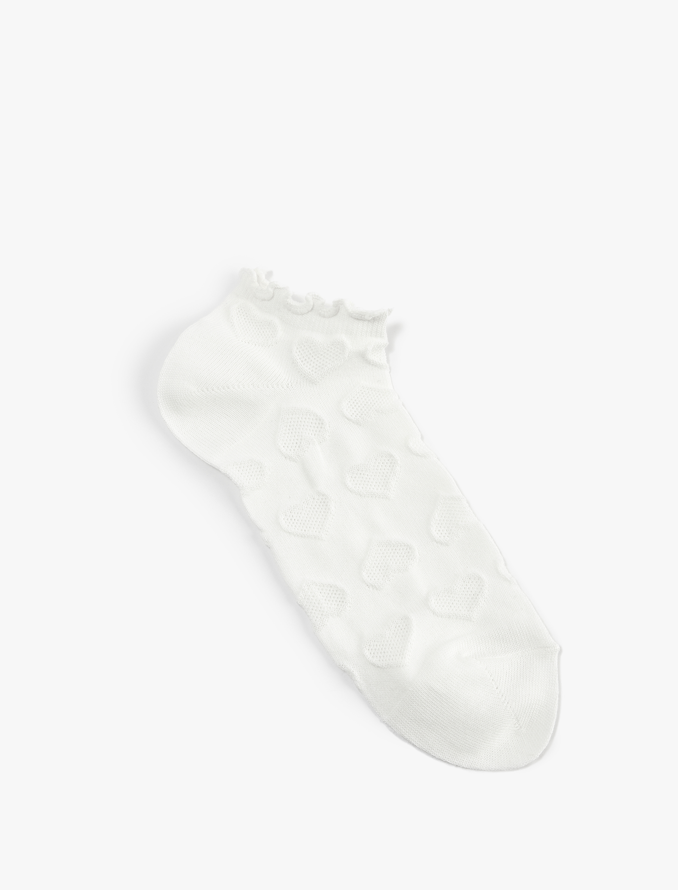  Kadın Kalp Dokulu Pamuklu Fırfırlı Çok Renkli 5'li Patik Çorap Seti