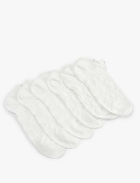 Kalp Dokulu Pamuklu Fırfırlı Çok Renkli 5'li Patik Çorap Seti