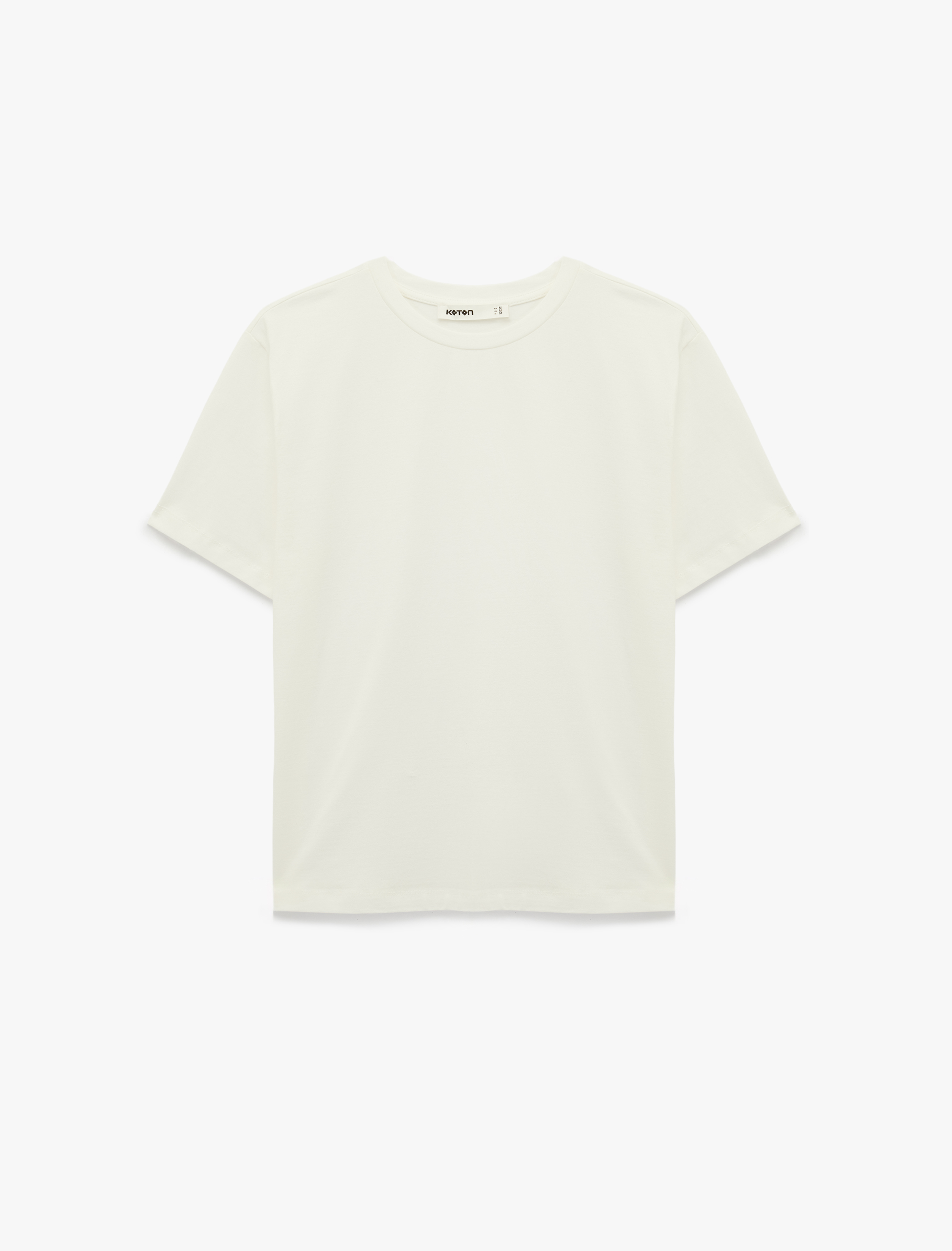   Pamuklu Kısa Kollu Bisiklet Yaka Oversize Basic Tişört