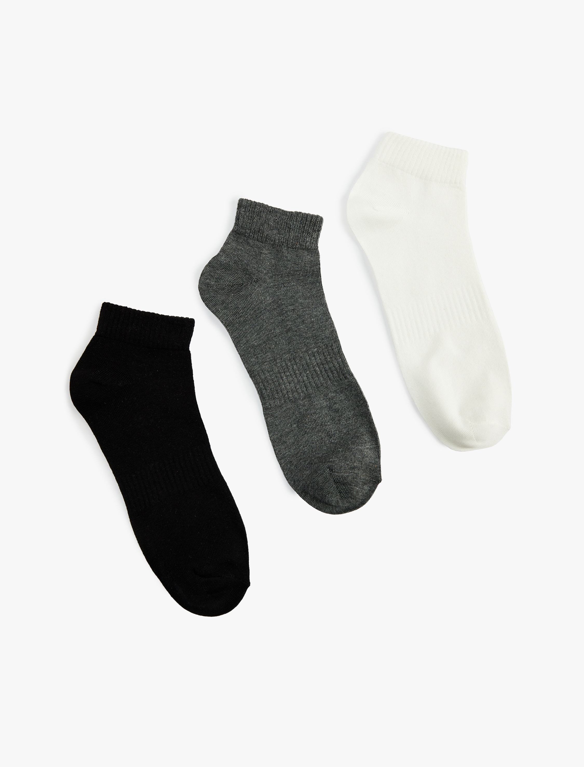  Erkek 3'lü Pamuklu Basic Patik Çorap Seti