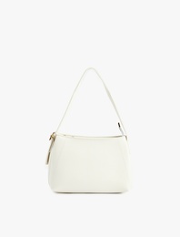 Suni Deri Dikiş Detaylı Tokalı Fermuarlı Omuz Çantası