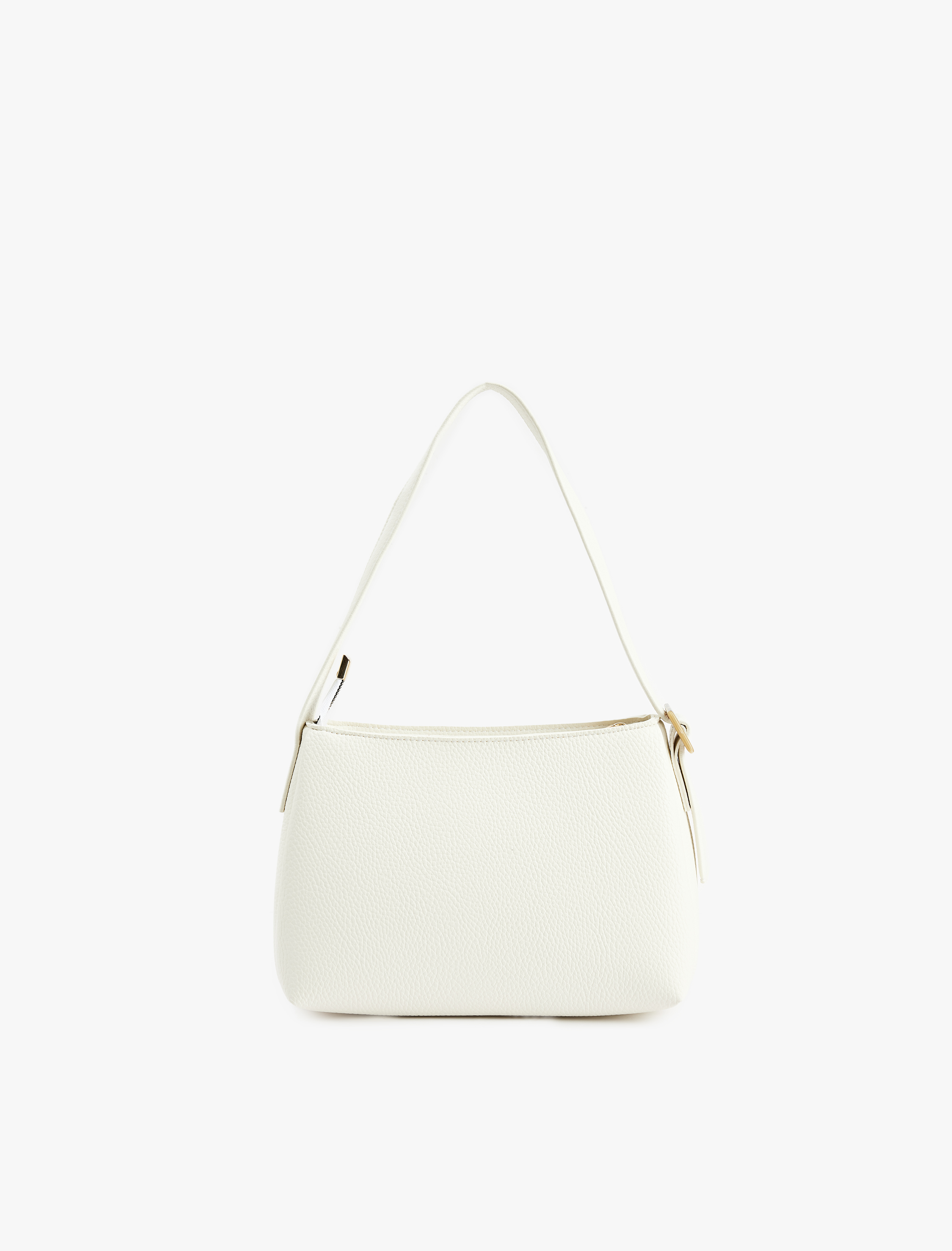  Kadın Suni Deri Dikiş Detaylı Tokalı Fermuarlı Omuz Çantası