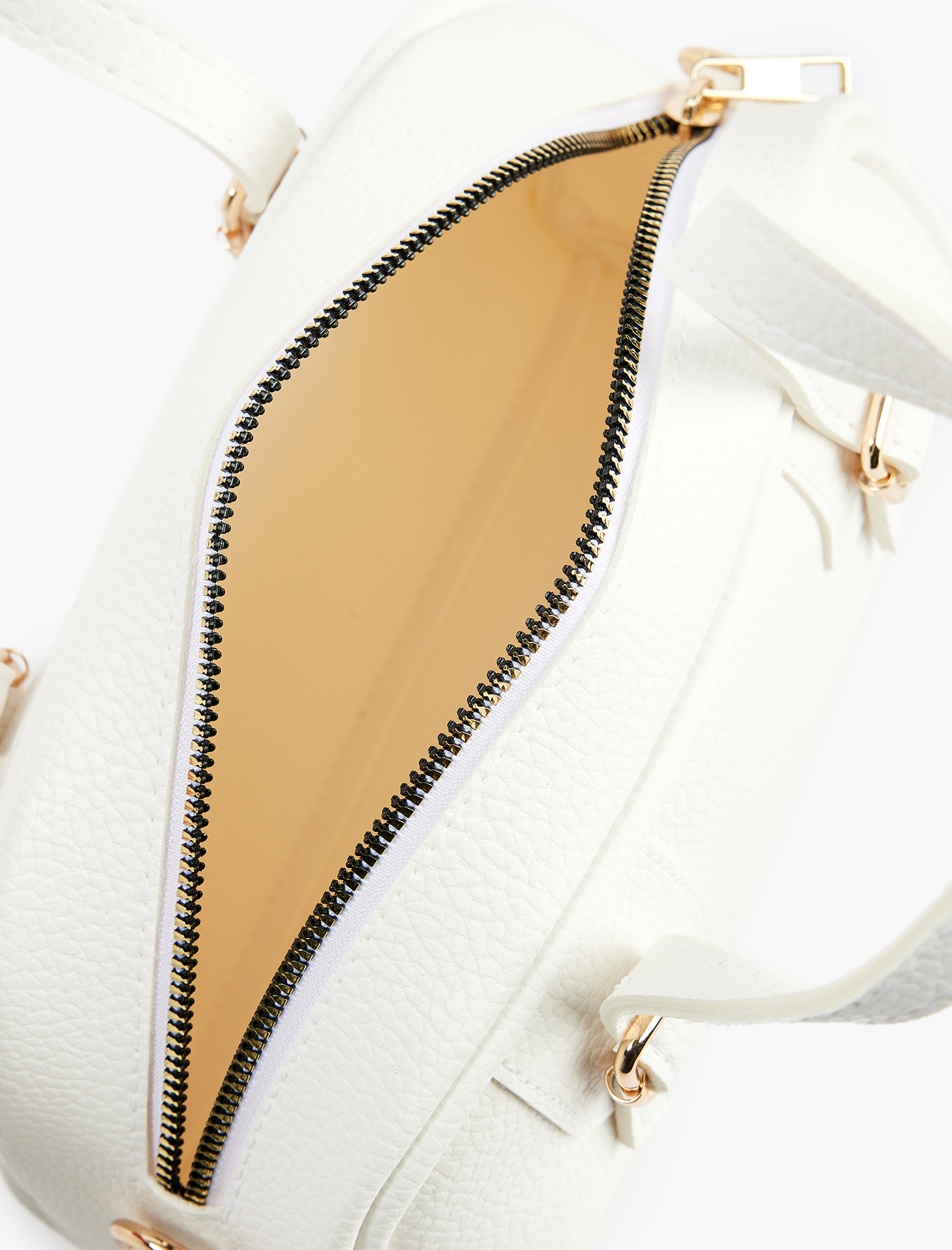  Kadın Suni Deri Fermuarlı Askılı Saplı Metal Aksesuarlı El Çantası