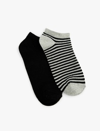 2'li Çizgili Pamuklu Patik Çorap Seti