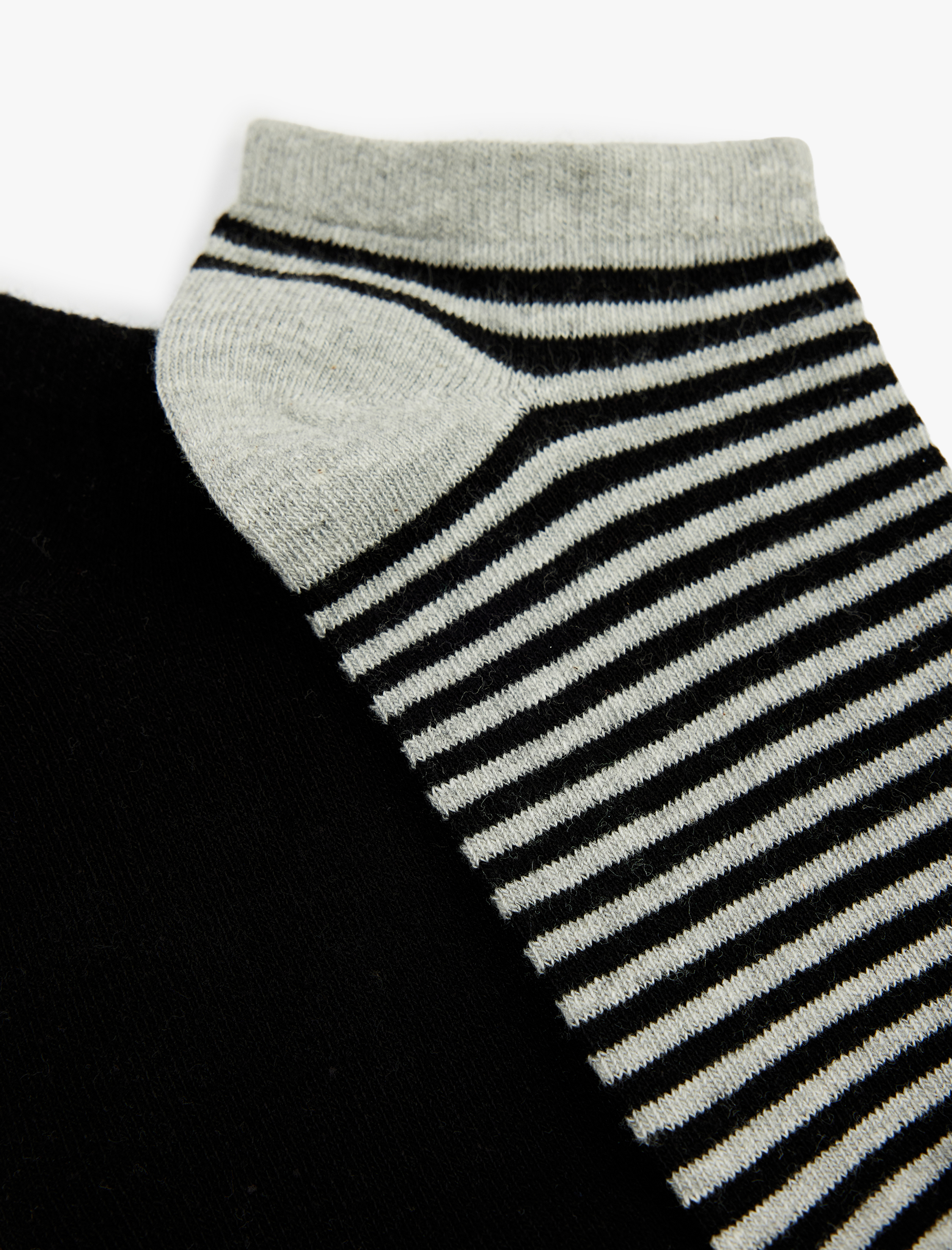  Erkek 2'li Çizgili Pamuklu Patik Çorap Seti