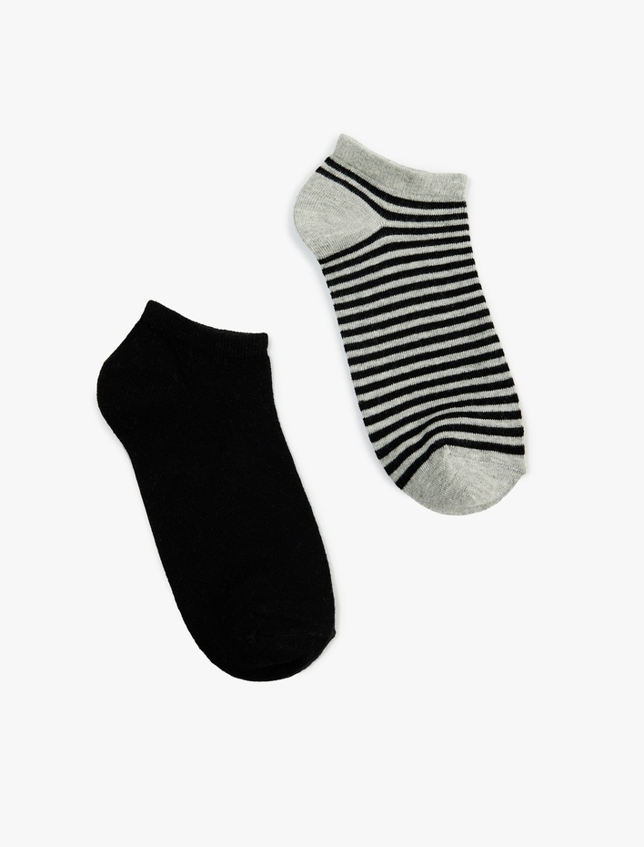 Erkek 2'li Çizgili Pamuklu Patik Çorap Seti