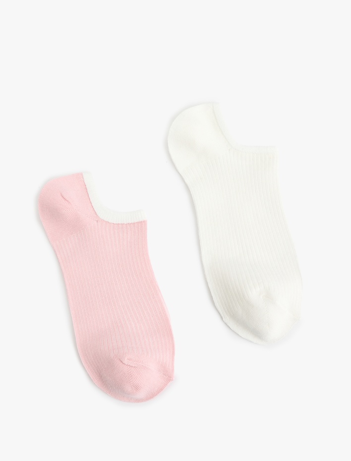 Kadın Çok Renkli Pamuklu 2'li Görünmez Çorap Seti