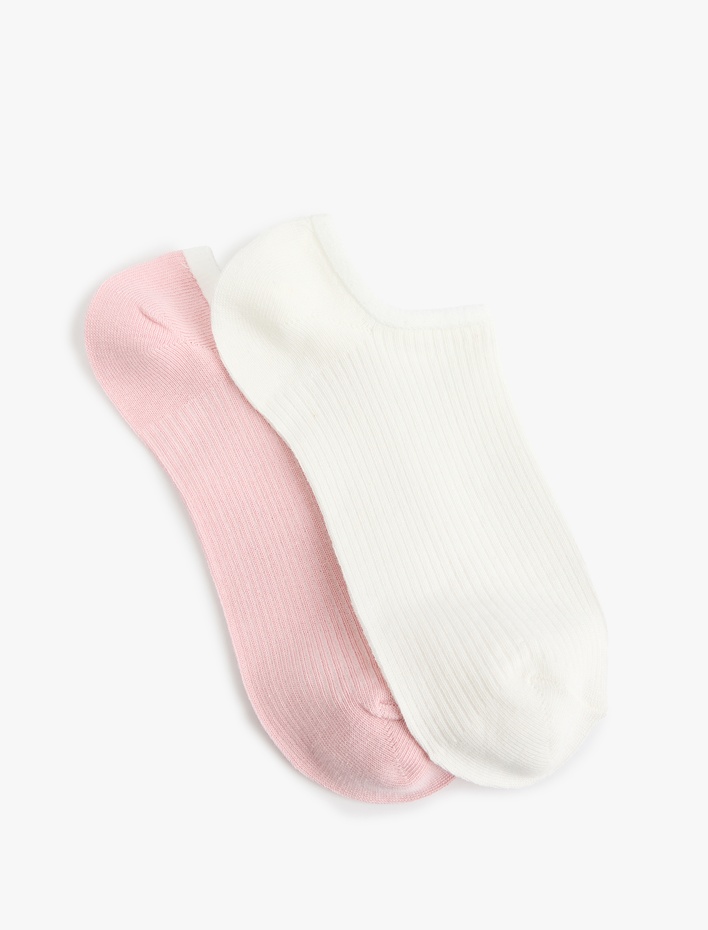 Kadın Çok Renkli Pamuklu 2'li Görünmez Çorap Seti