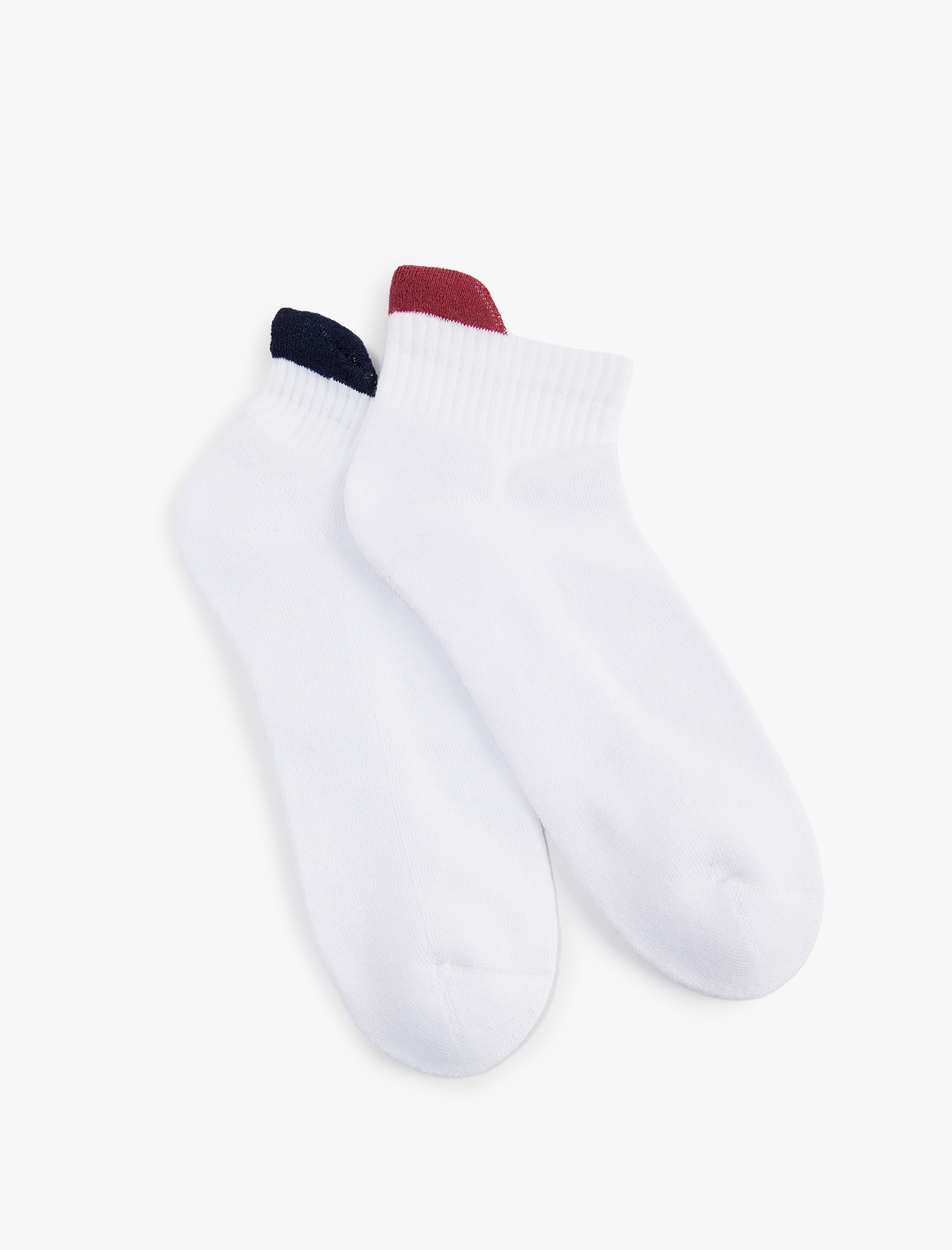  Erkek Renk Kontrast Detaylı Pamuklu 2'li Havlu Patik Çorap Seti