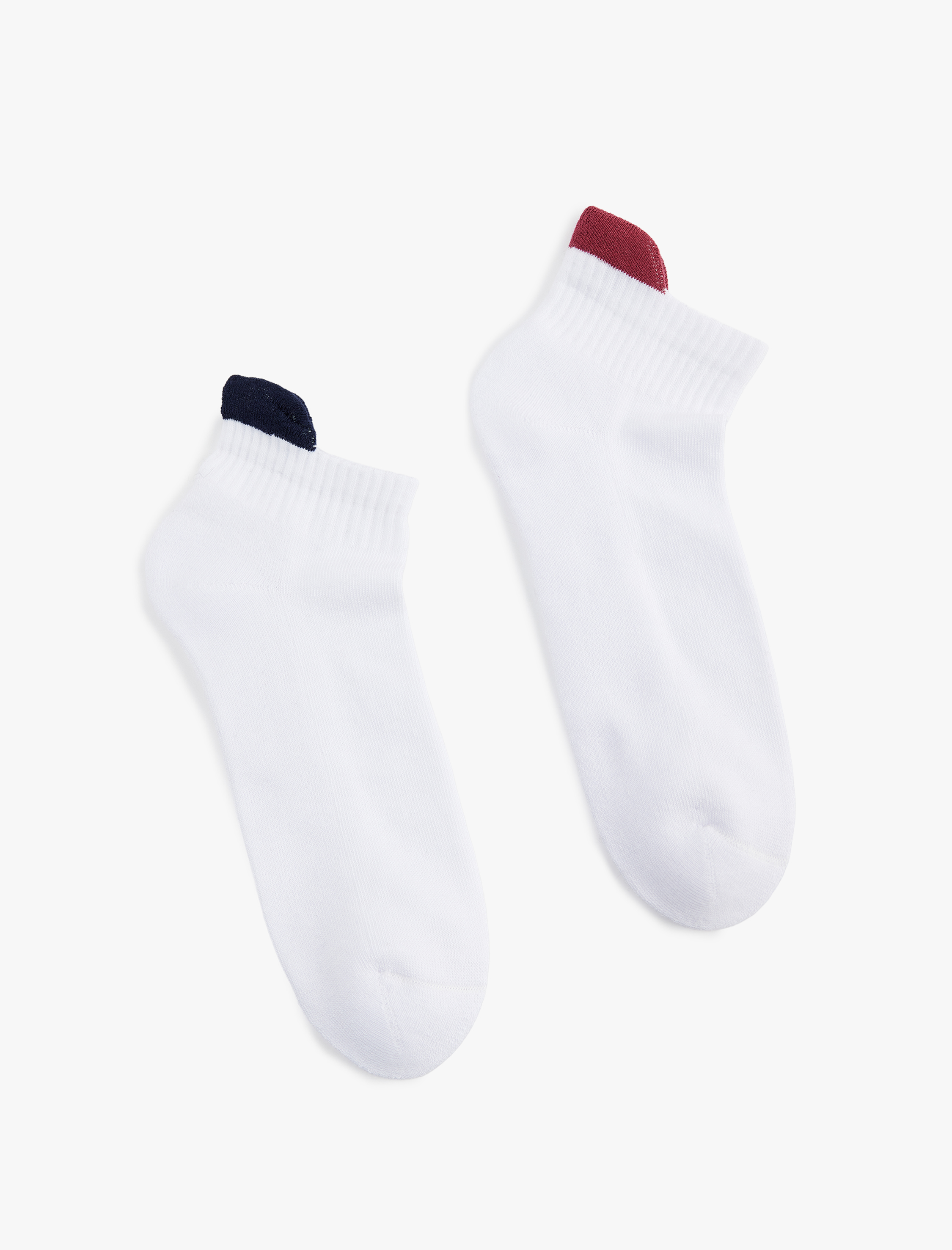  Erkek Renk Kontrast Detaylı Pamuklu 2'li Havlu Patik Çorap Seti