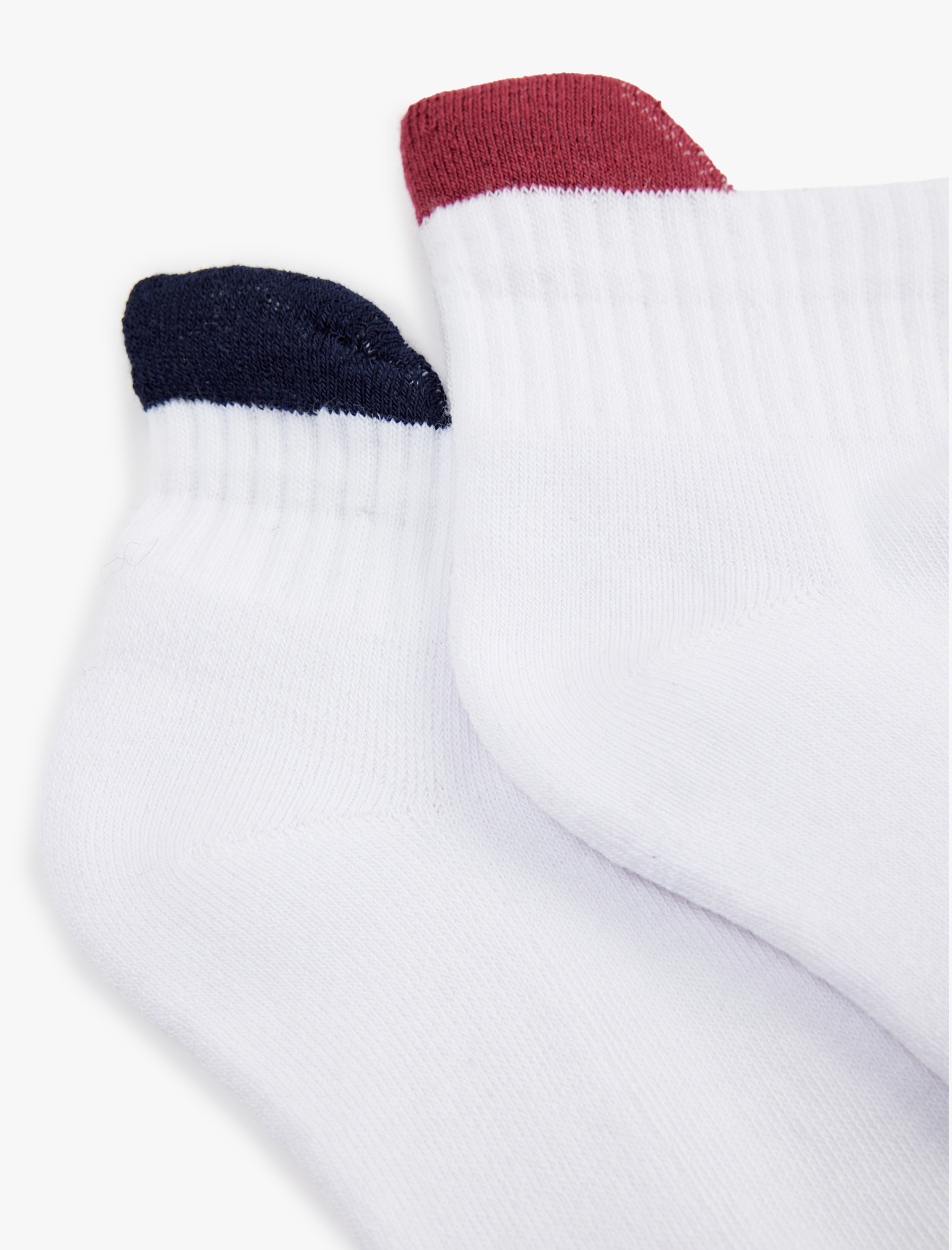  Erkek Renk Kontrast Detaylı Pamuklu 2'li Havlu Patik Çorap Seti