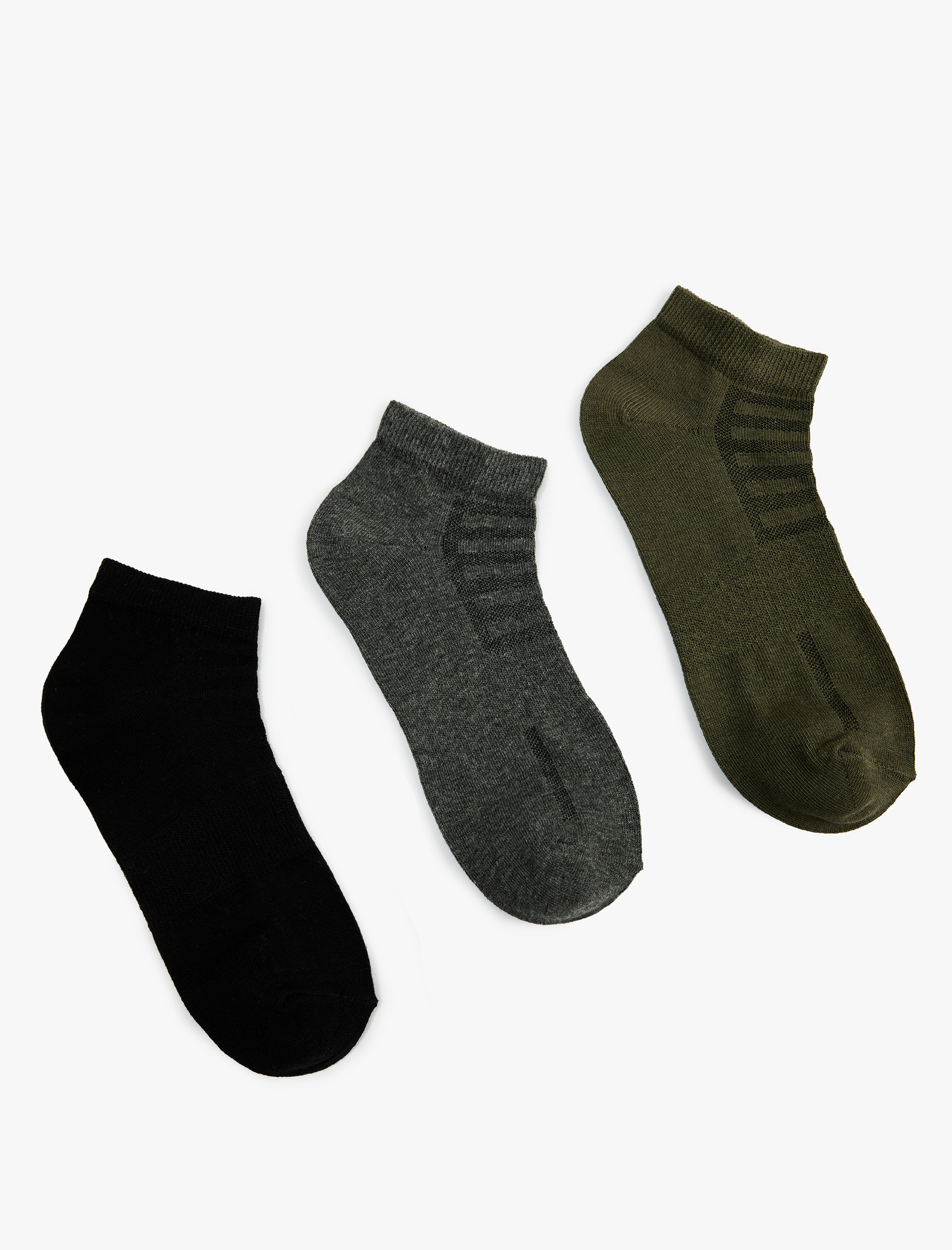  Erkek 3'lü Desenli Patik Çorap Seti