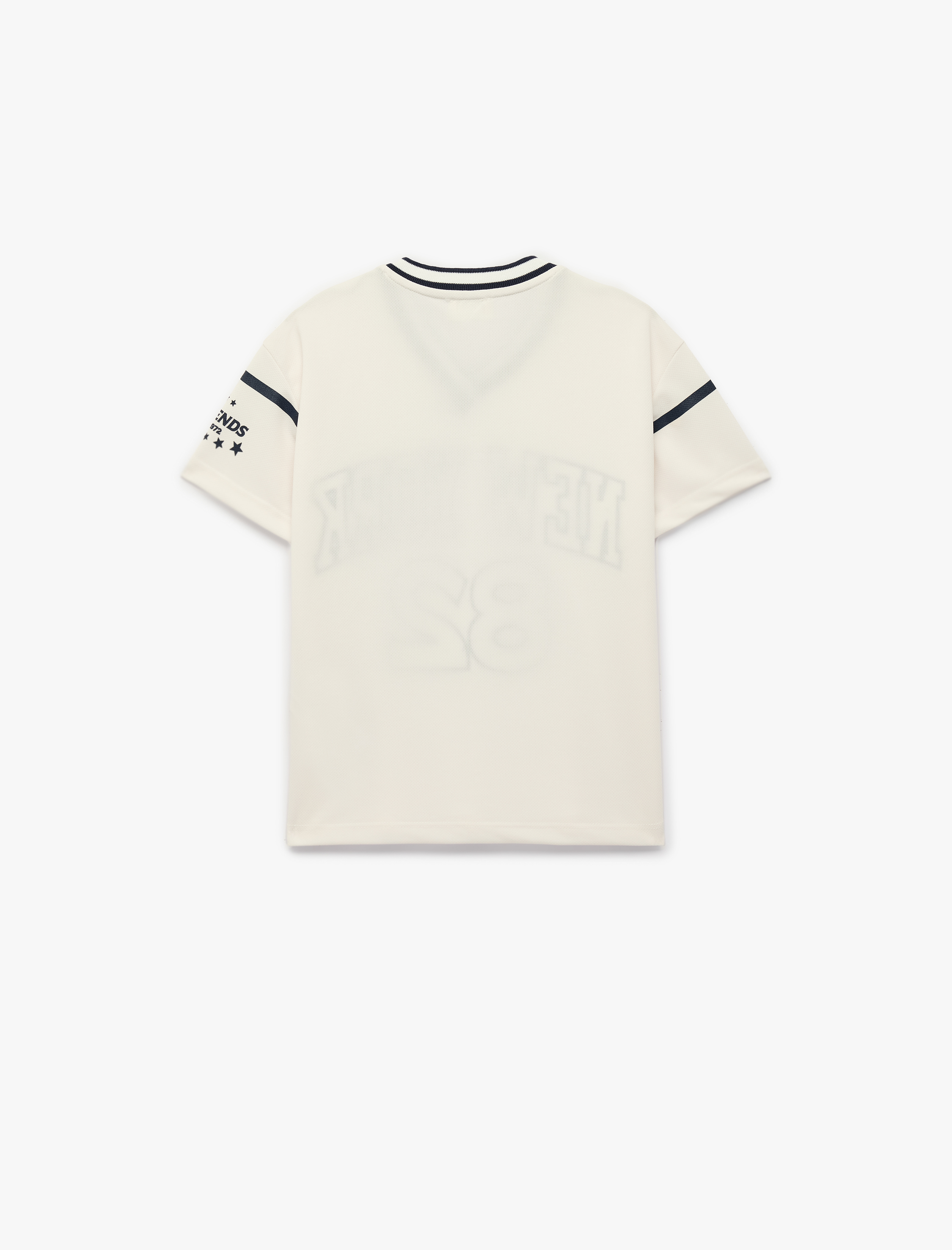  Kız Çocuk V Yaka Kısa Kollu Taş Detaylı Baskılı Tişört