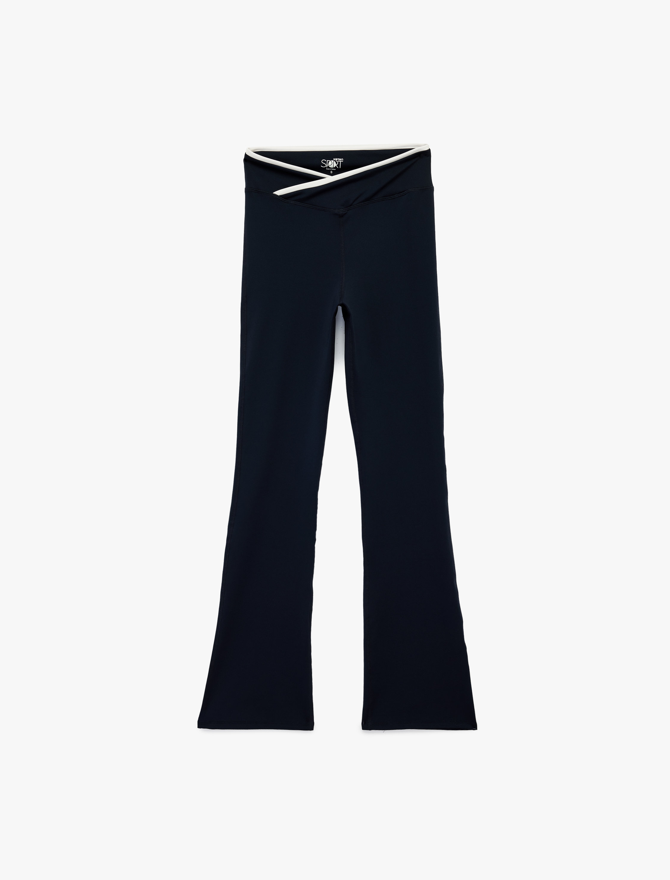   Slim Fit Asimetrik Yüksek Bel Biyeli İspanyol Paça Spor Tayt