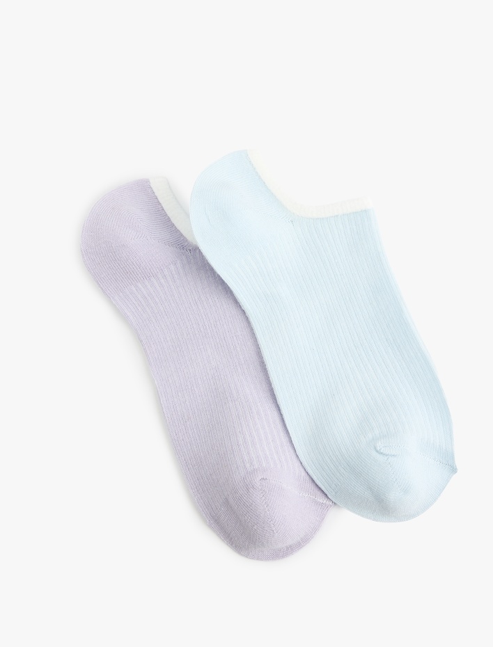 Kadın Çok Renkli Pamuklu 2'li Görünmez Çorap Seti