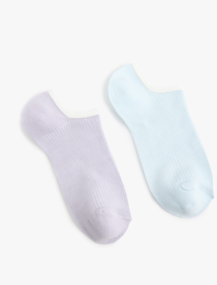 Kadın Çok Renkli Pamuklu 2'li Görünmez Çorap Seti