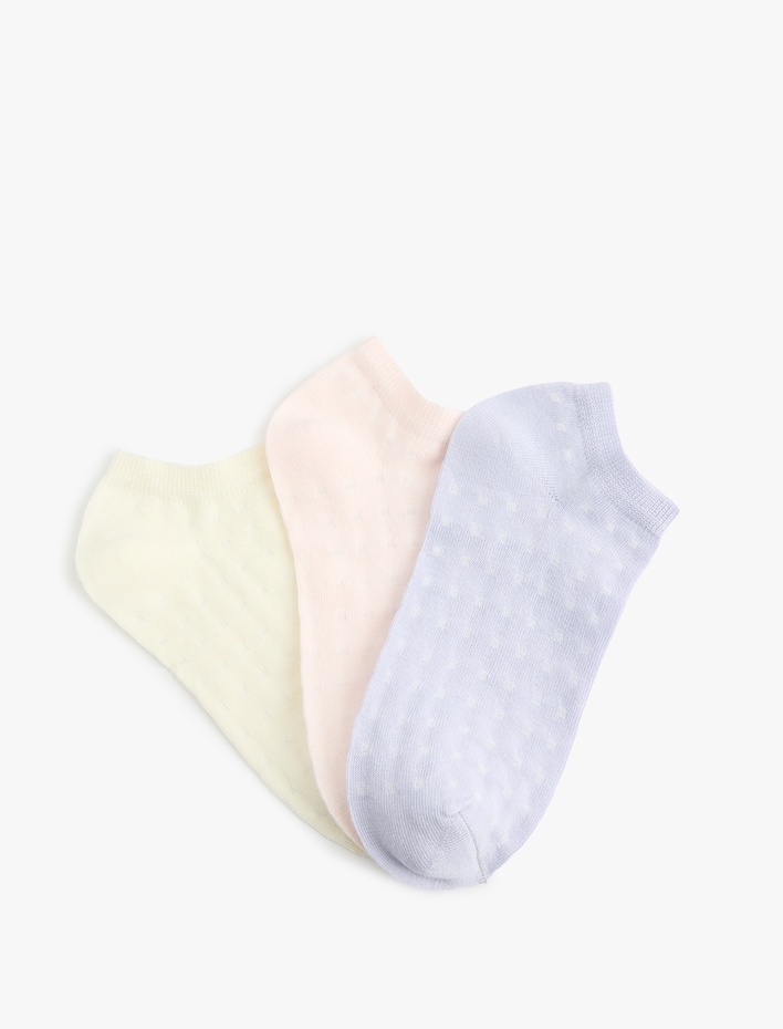 Kadın Pamuklu Dokulu Çok Renkli 3'lü Patik Çorap Seti