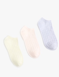 Pamuklu Dokulu Çok Renkli 3'lü Patik Çorap Seti