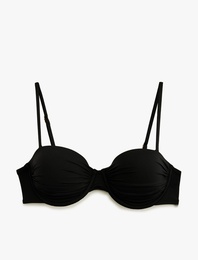 Çıkarılabilir Askılı Balenli Straplez Bikini Üstü