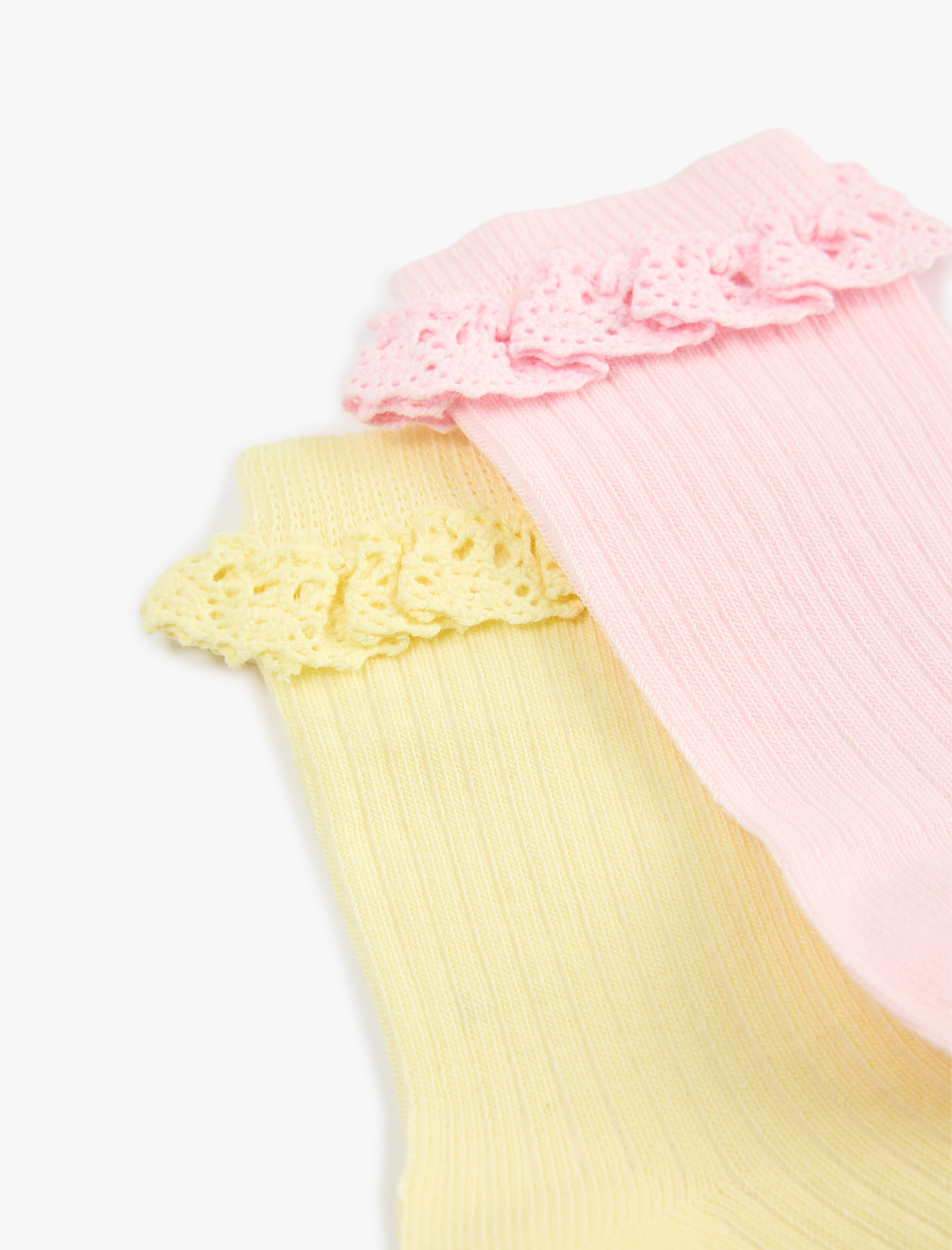  Kız Bebek Dantel Detaylı Pamuklu 2'li Çorap Seti