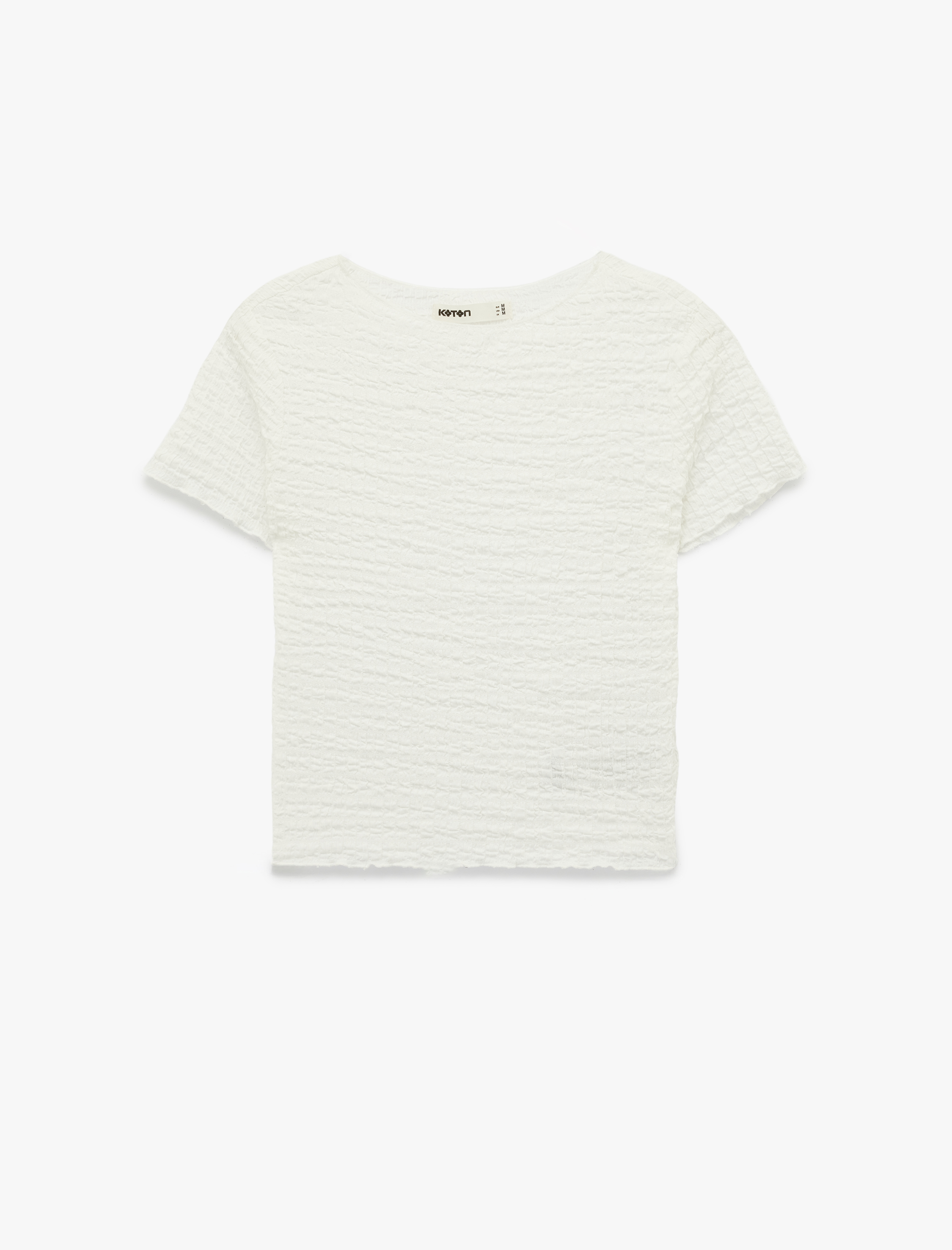   Bürümcük Kumaş Slim Fit Kısa Kollu Kayık Yuvarlak Yaka Tişört