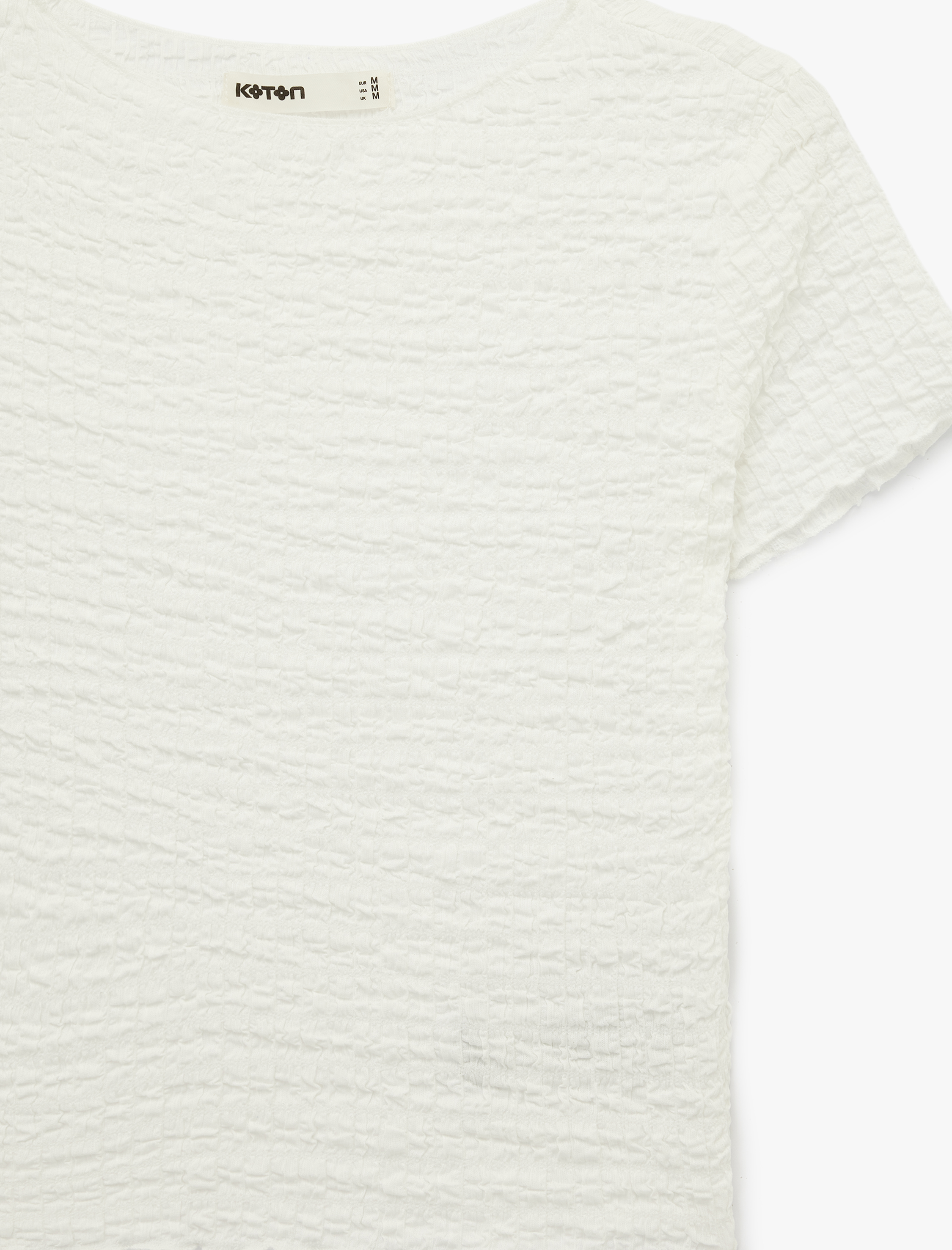   Bürümcük Kumaş Slim Fit Kısa Kollu Kayık Yuvarlak Yaka Tişört