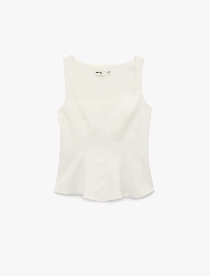  Kolsuz U Yaka Peplum Bluz