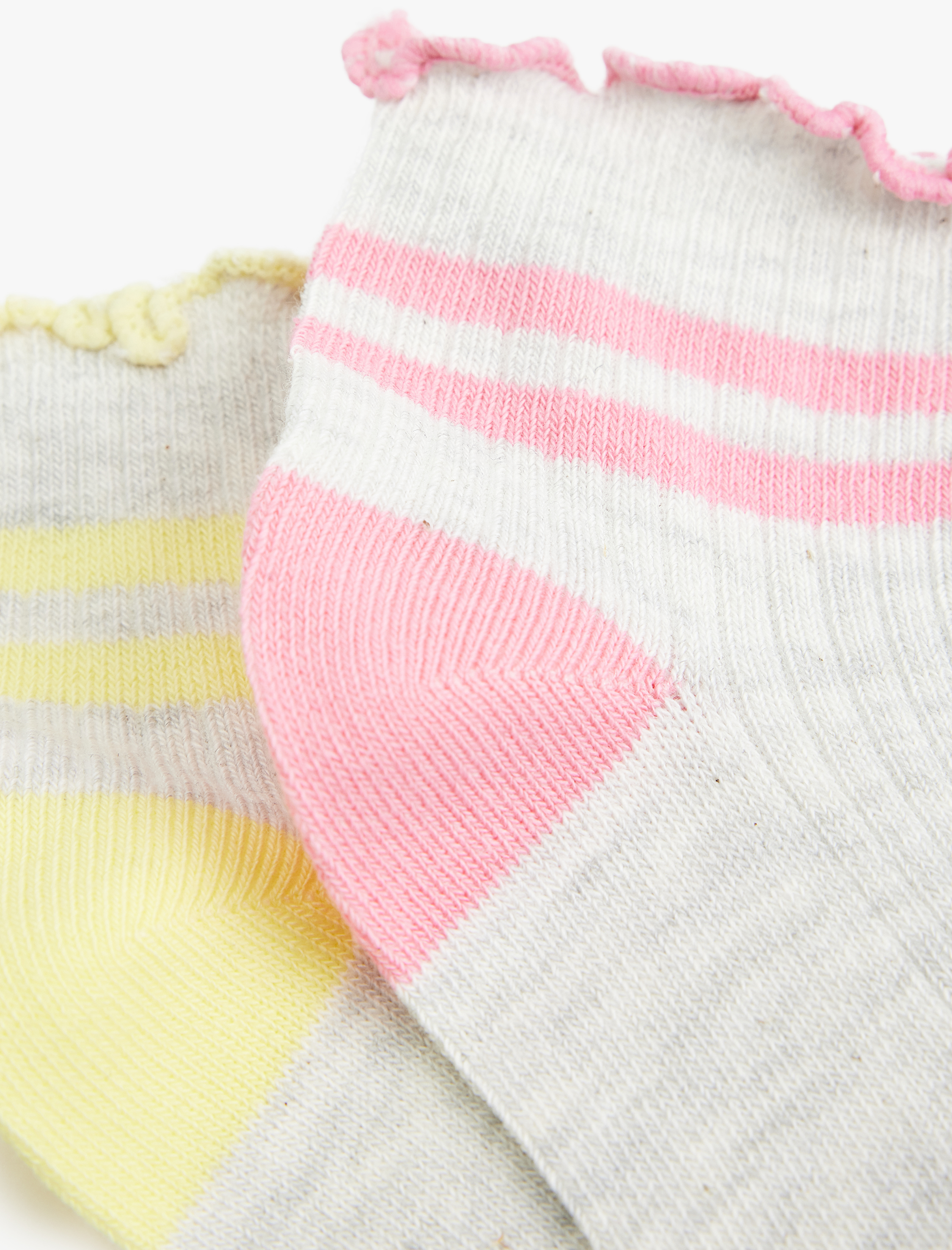  Kız Çocuk Çizgili Pamuk Karışımlı 2'li Çorap Seti