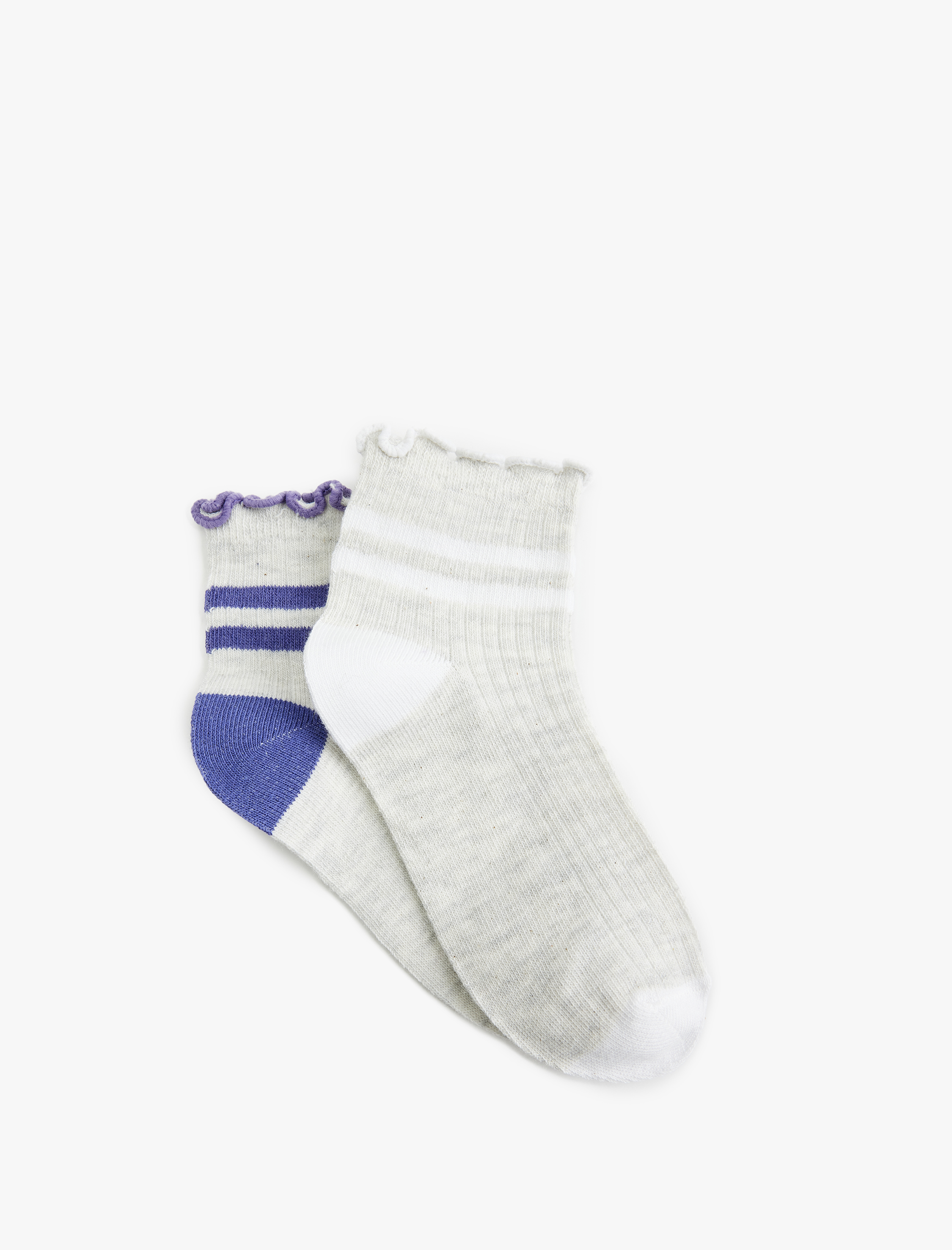  Kız Çocuk Çizgili Pamuk Karışımlı 2'li Çorap Seti
