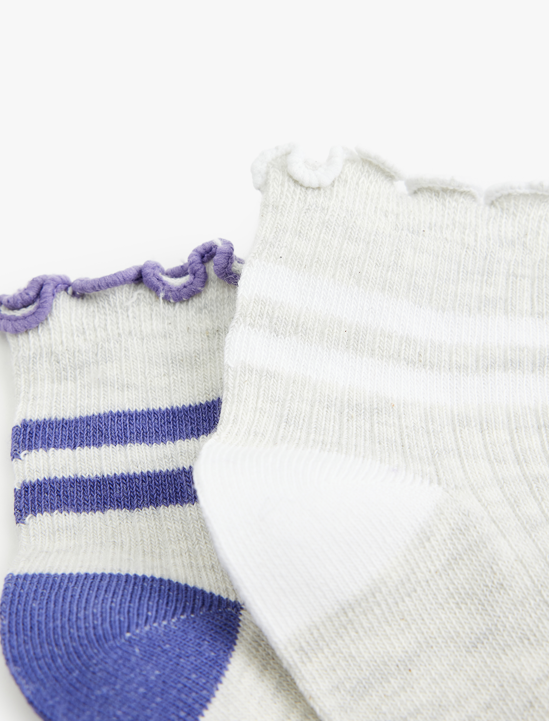  Kız Çocuk Çizgili Pamuk Karışımlı 2'li Çorap Seti