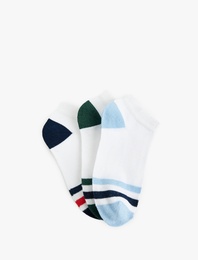 Pamuklu 3'lü Çizgili Patik Çorap Seti