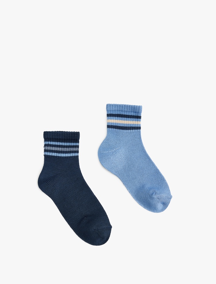 Erkek Çocuk Çizgili 2'li Viskon Çorap Seti