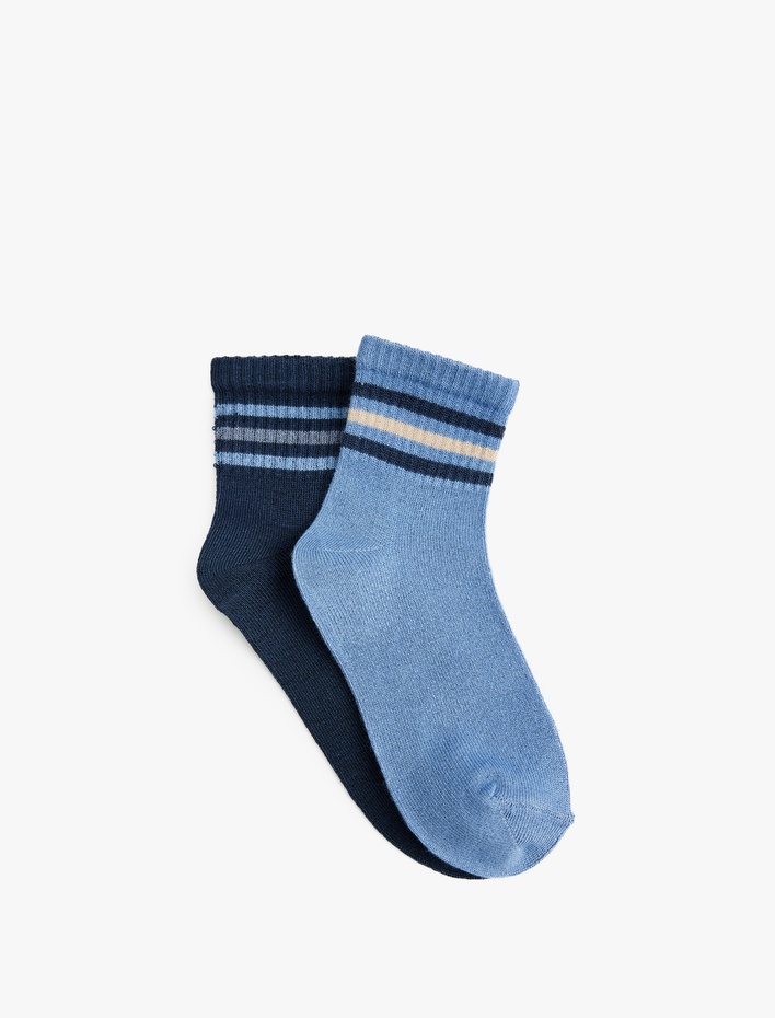 Erkek Çocuk Çizgili 2'li Viskon Çorap Seti