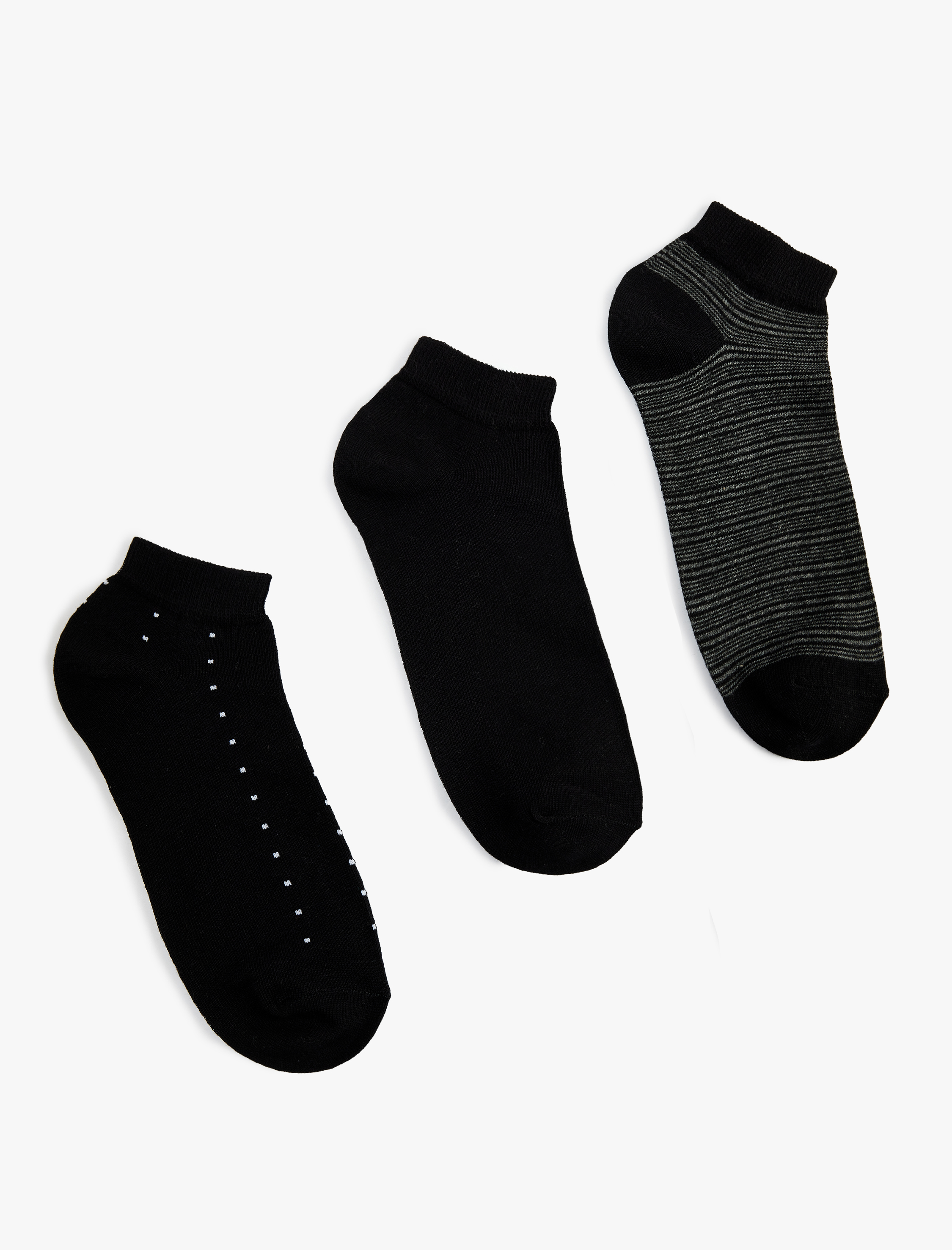  Erkek 3'lü Desenli Pamuklu Patik Çorap Seti