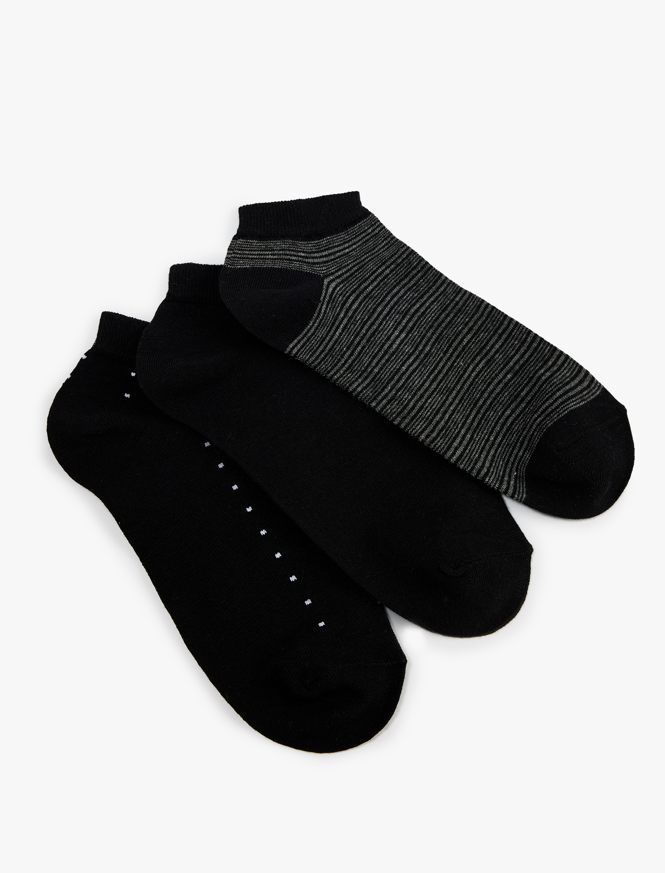  Erkek 3'lü Desenli Pamuklu Patik Çorap Seti