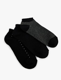 3'lü Desenli Pamuklu Patik Çorap Seti