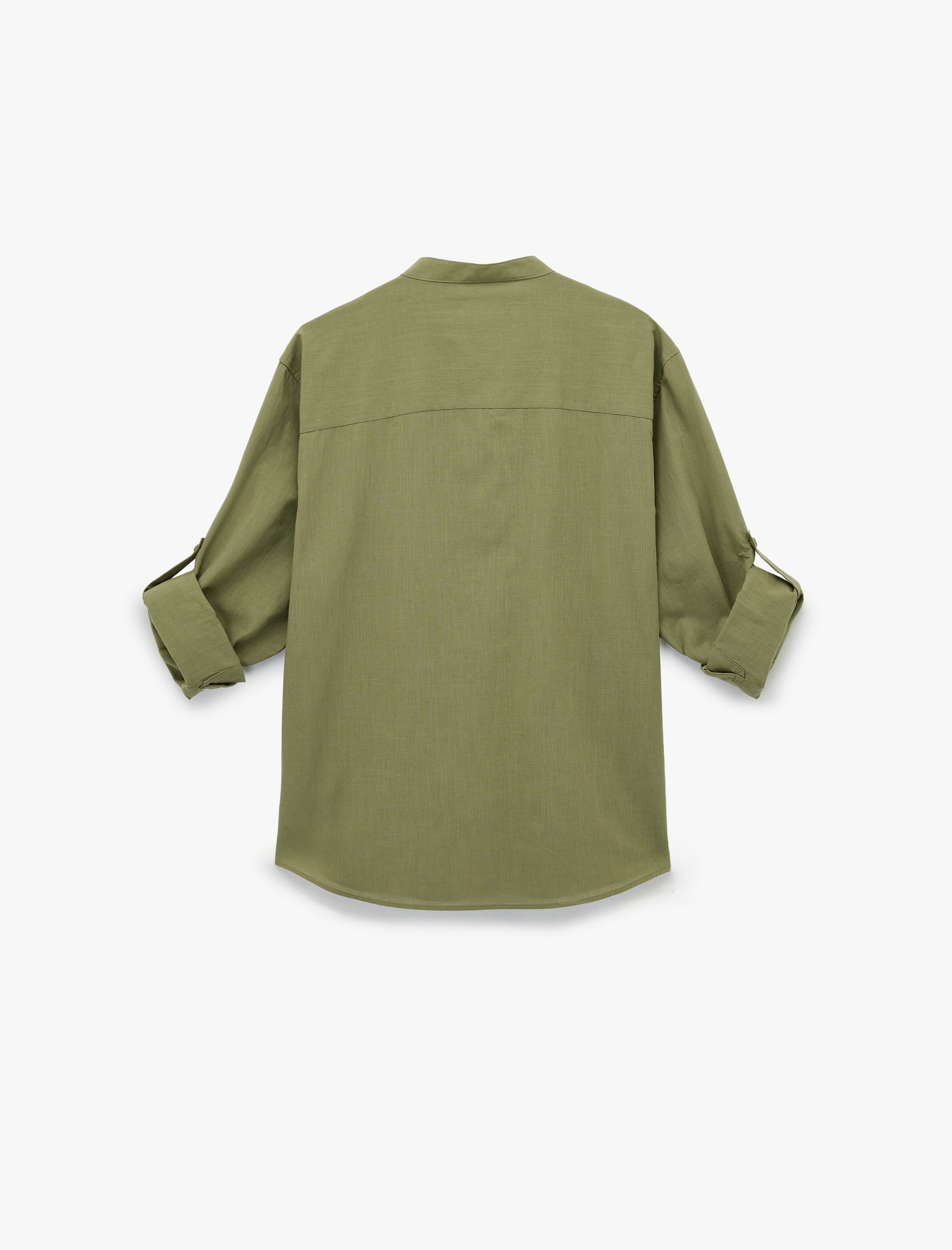   Pamuklu Regular Fit Düğme Detaylı Uzun Kollu Hakim Yaka Gömlek