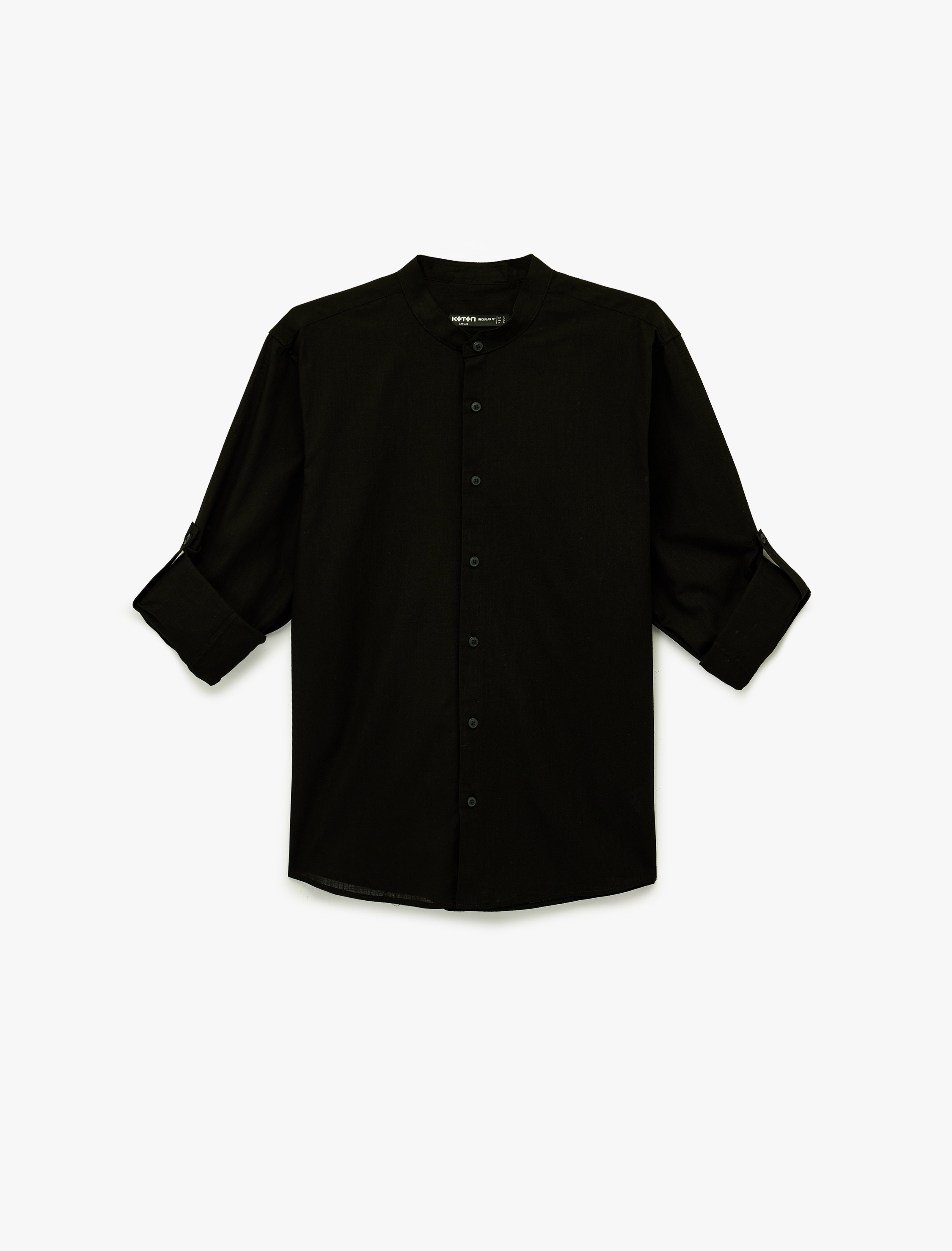   Pamuklu Regular Fit Düğme Detaylı Uzun Kollu Hakim Yaka Gömlek