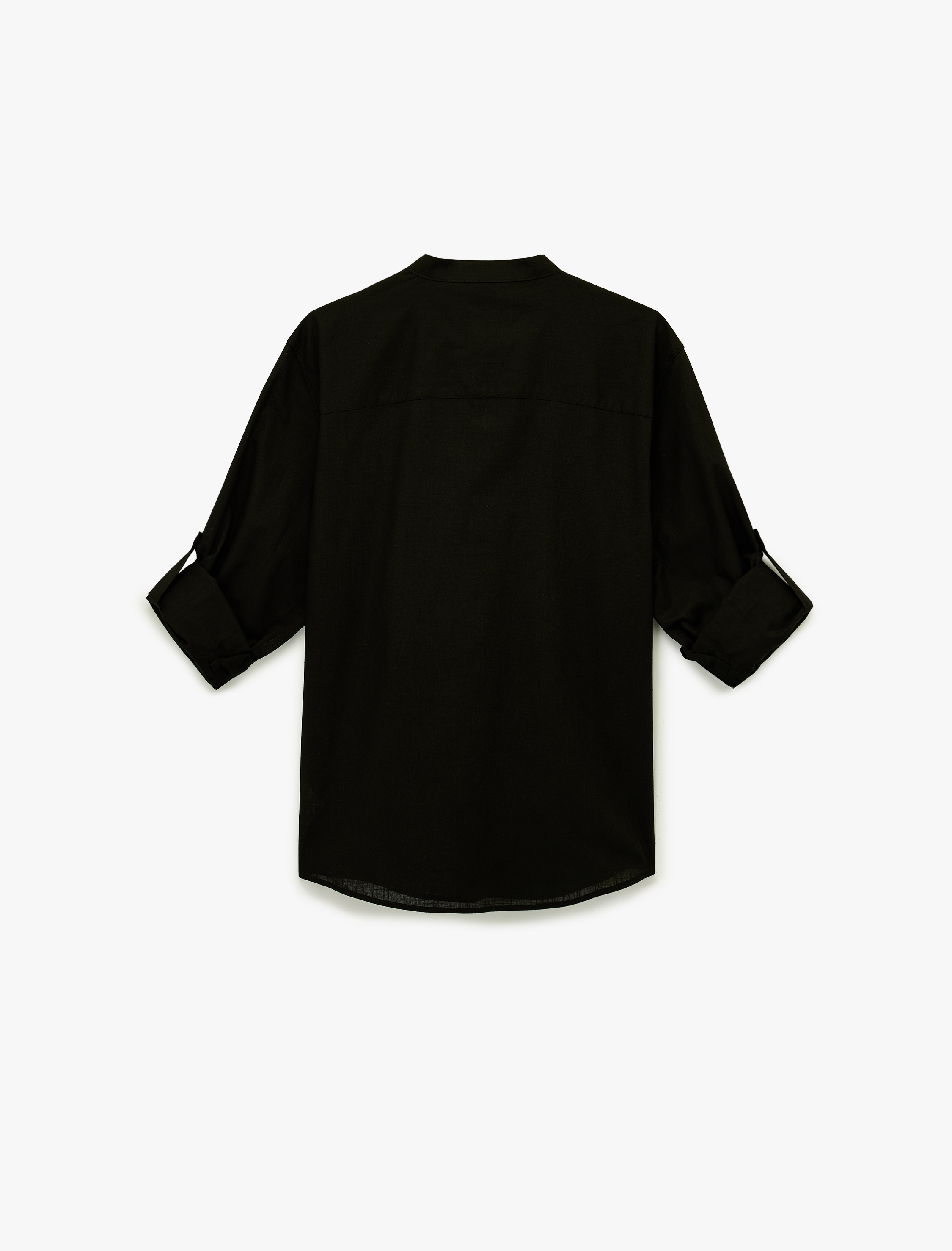   Pamuklu Regular Fit Düğme Detaylı Uzun Kollu Hakim Yaka Gömlek