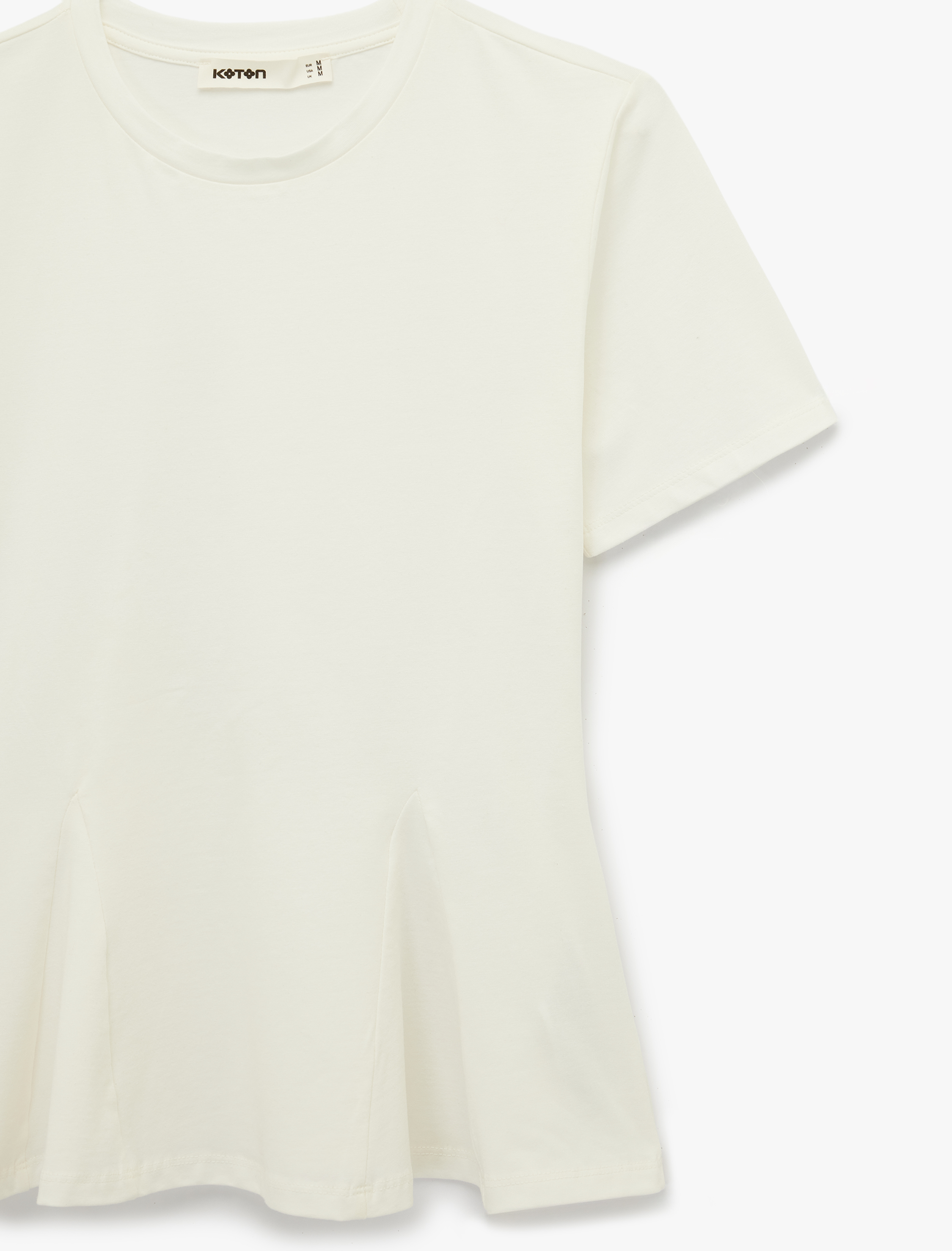   Pamuklu Slim Fit Kısa Kollu Bisiklet Yaka Peplum Basic Tişört