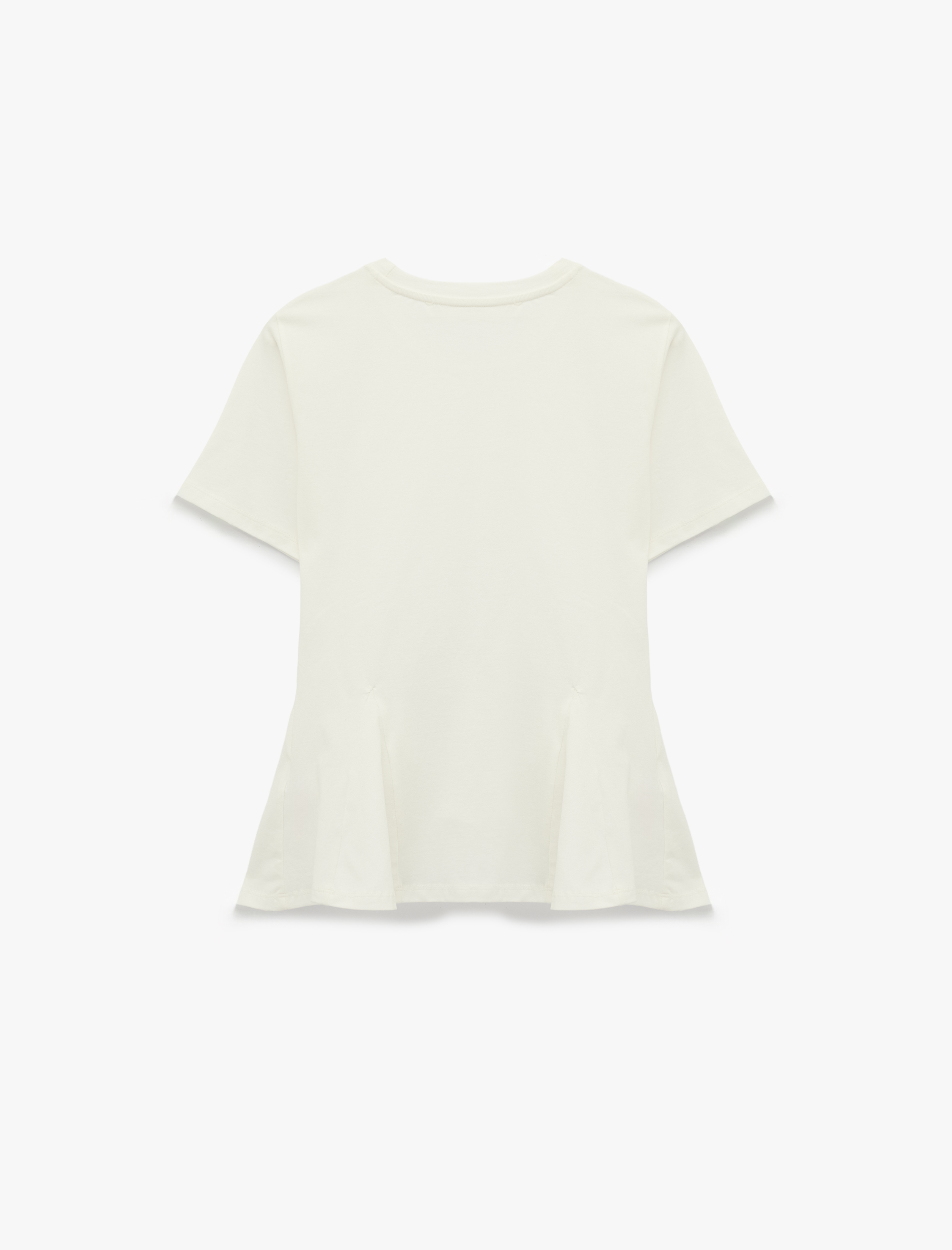   Pamuklu Slim Fit Kısa Kollu Bisiklet Yaka Peplum Basic Tişört