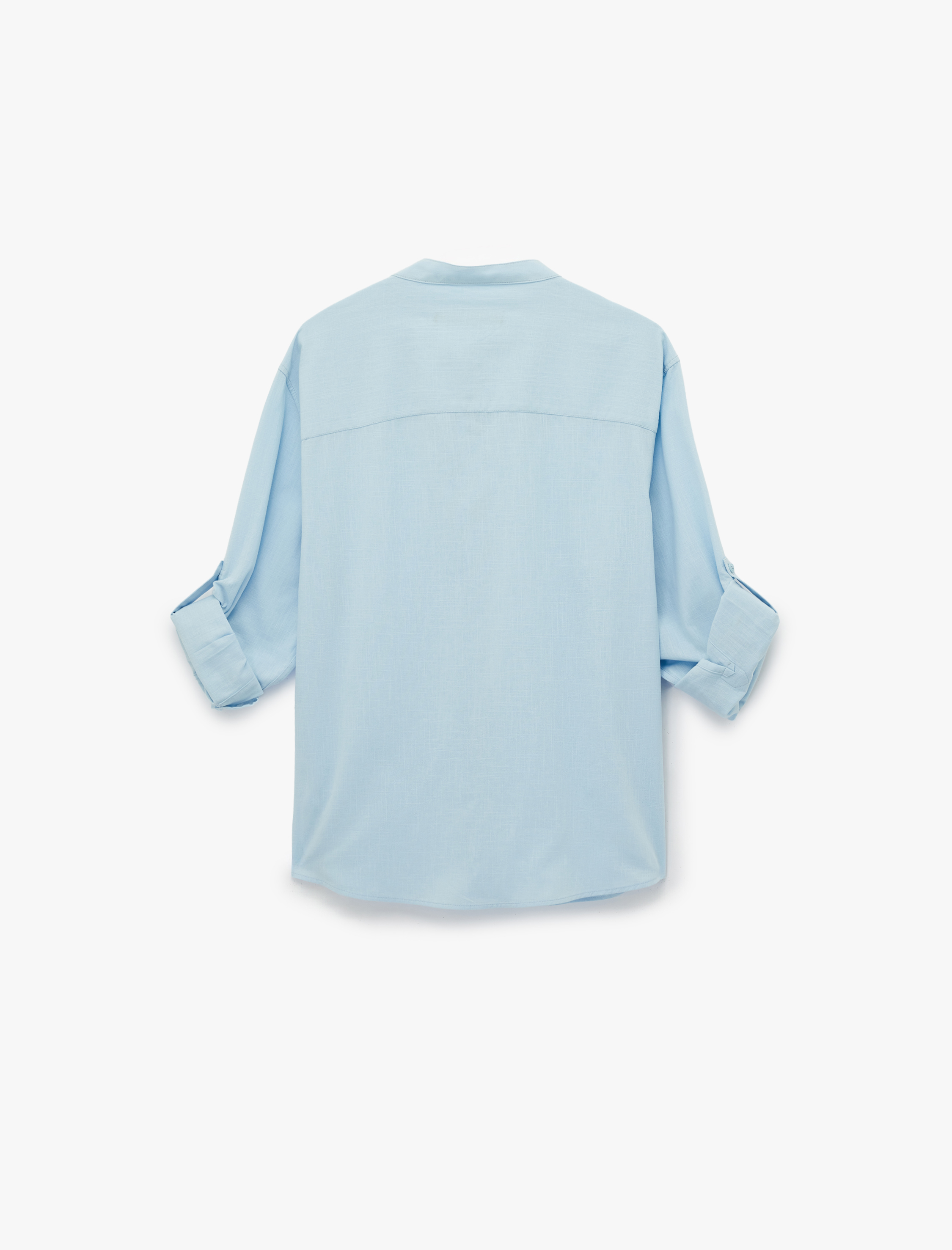   Pamuklu Regular Fit Düğme Detaylı Uzun Kollu Hakim Yaka Gömlek