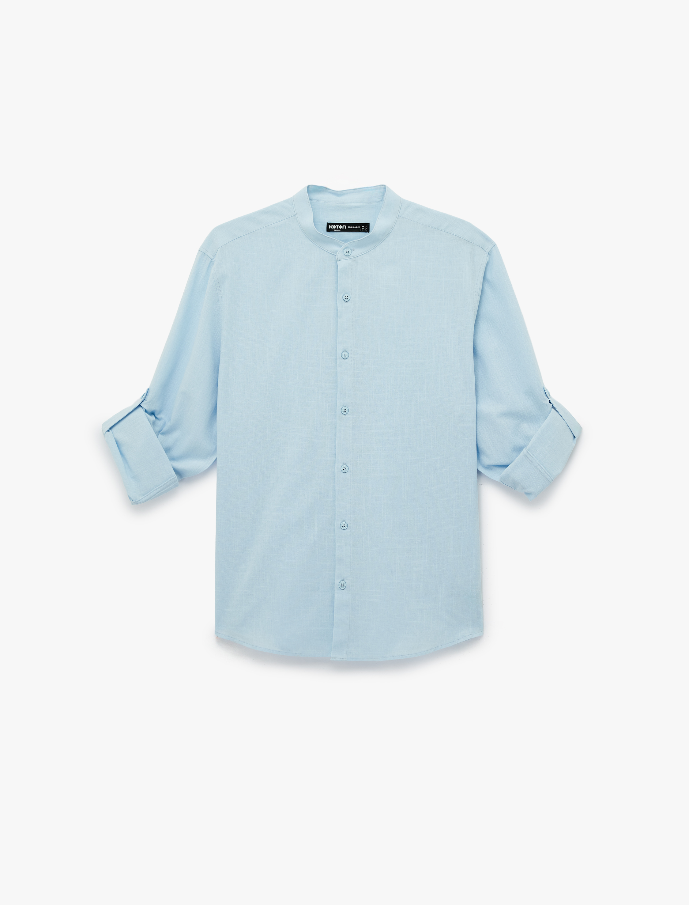   Pamuklu Regular Fit Düğme Detaylı Uzun Kollu Hakim Yaka Gömlek