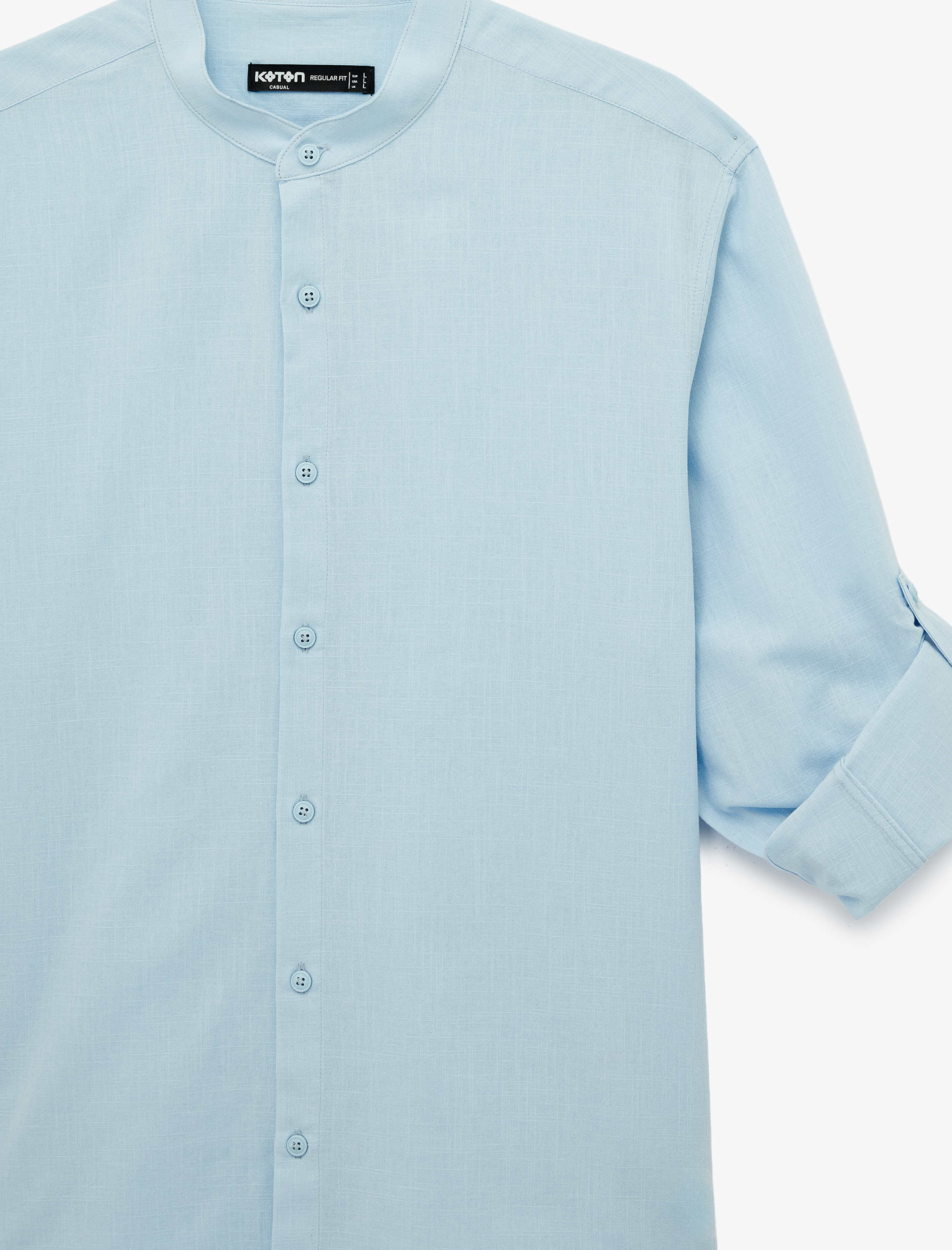   Pamuklu Regular Fit Düğme Detaylı Uzun Kollu Hakim Yaka Gömlek